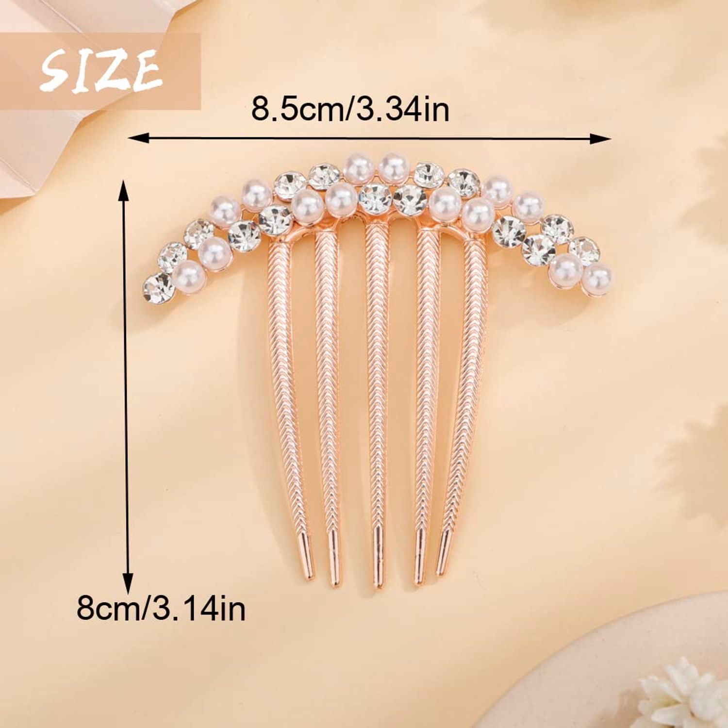 Aimimier Pearl Crystal French Hair Combs Vintage Rhinestone Long Teeth Hair Pins Dainty Hair Pieces Bridal Wedding Hair Accessories for Women and Girls(Style 2)
