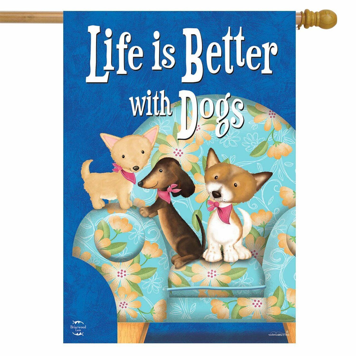 Life Is Better With Dogs House Flag Animals Puppy Pet Lover 28" x 40"