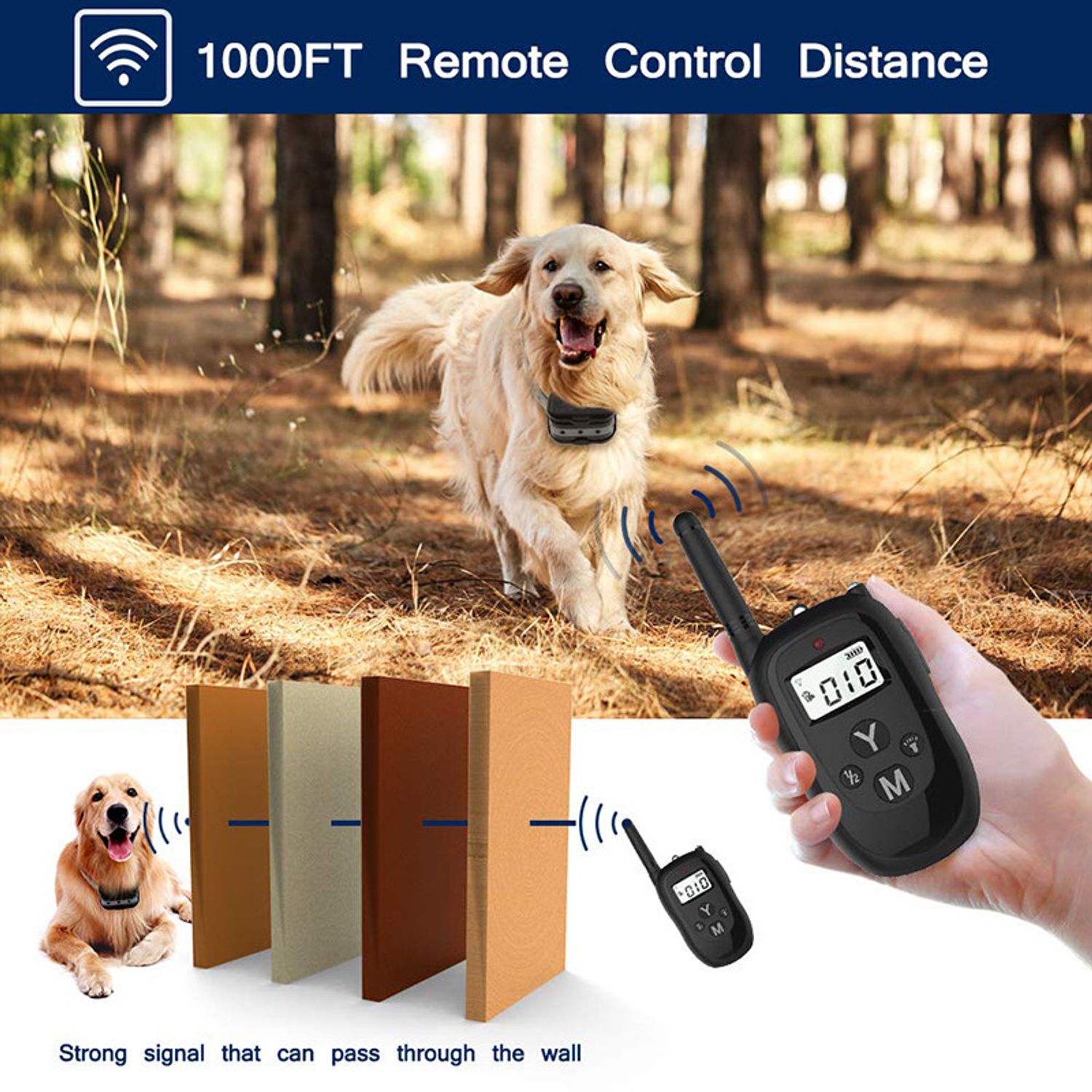 Dog Pet Training Collar with Remote Rechargeable Waterproof Shock Anti Bark