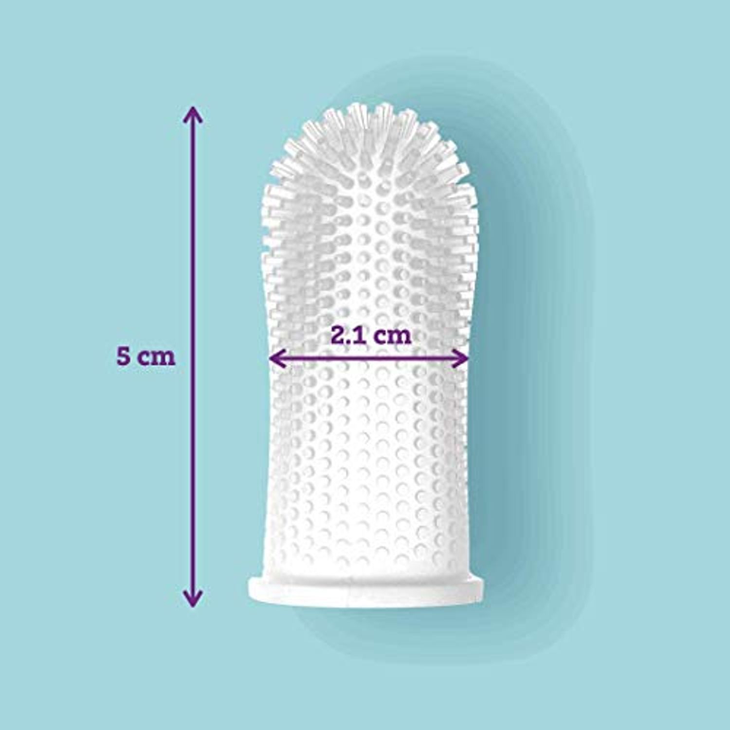 360º Bristle Silicone Baby Finger Toothbrush, 100% BPA Free for Toddlers and Infants 3 Months and Up, Full Surround Design for Teeth and Gum Cleaning; 2 Sets of Finger brushes – Clear