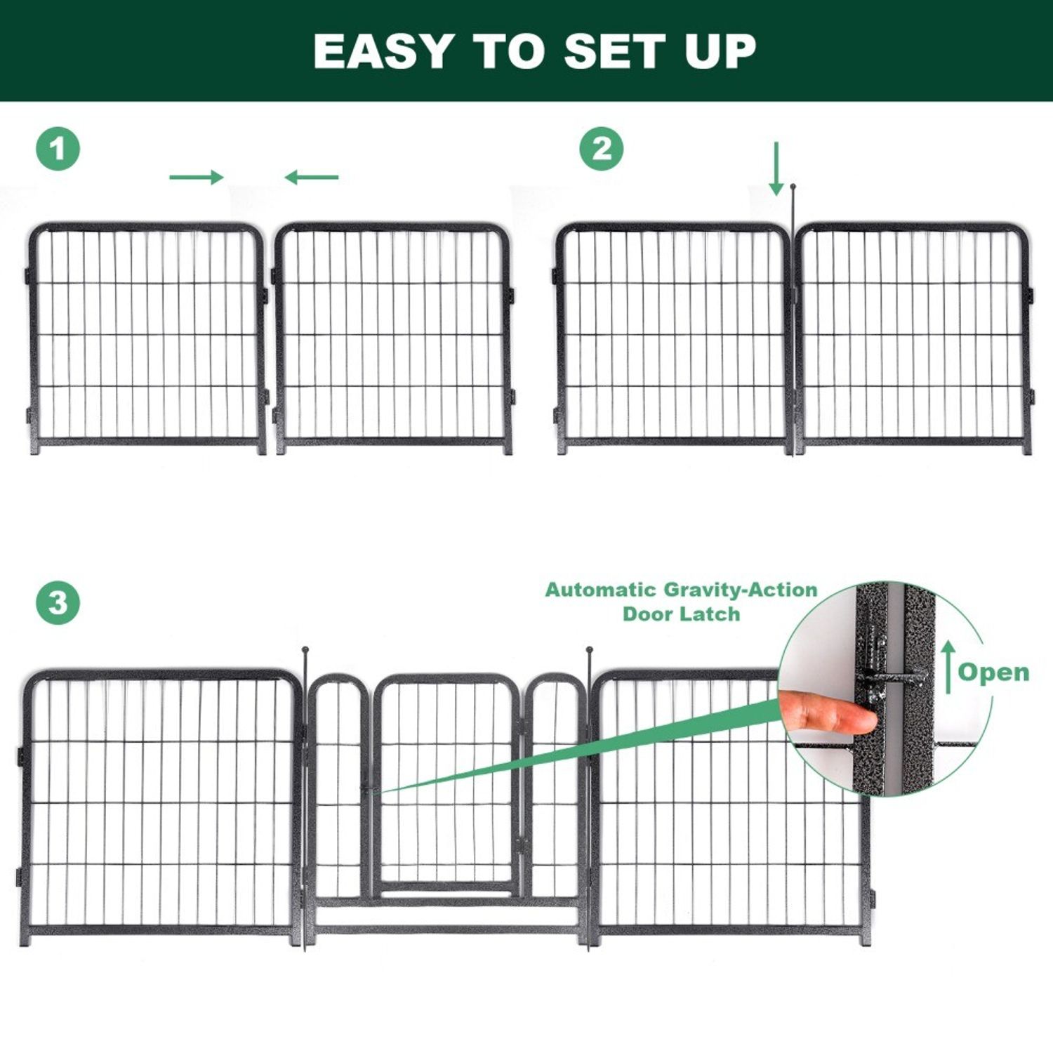 16 Panels Dog Playpen for Outdoor,yard,camping,24"Height Dog Fence with 2 Doors