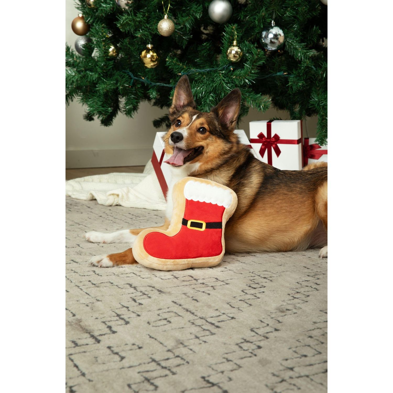 Midlee Santa Boot Sugar Cookie Dog Toy (Small)