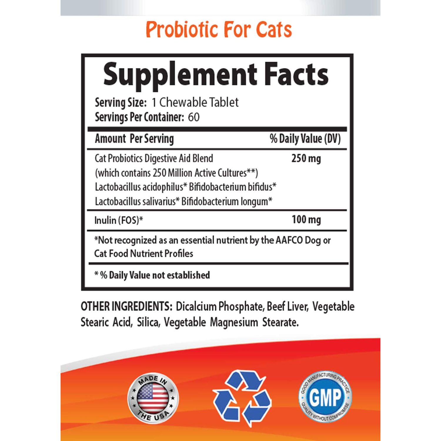 MY LUCKY PETS LLC cat Digestive Care Food - CAT PROBIOTICS - Advanced Natural Digestive AID Formula - GET RID of Bad Breath and Stop Diarrhea - Sensitive Stomach cat Food - 1 Bottle (60 Treats)