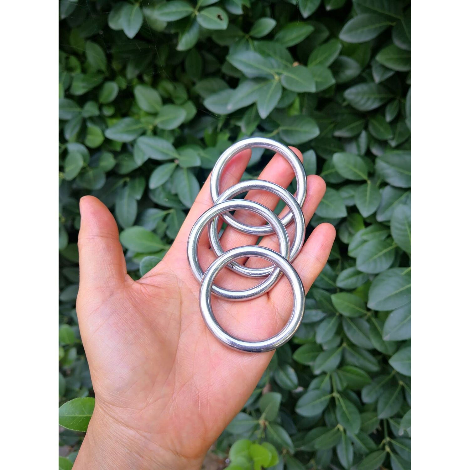4 Pieces Stainless Steel 316 Round Ring Welded 1/4" x 1-5/8" (6mm x 40mm) Marine Grade Ring Welded Multi-Purpose Metal Rings for Macrame, Camping Belt, Dog Leashes