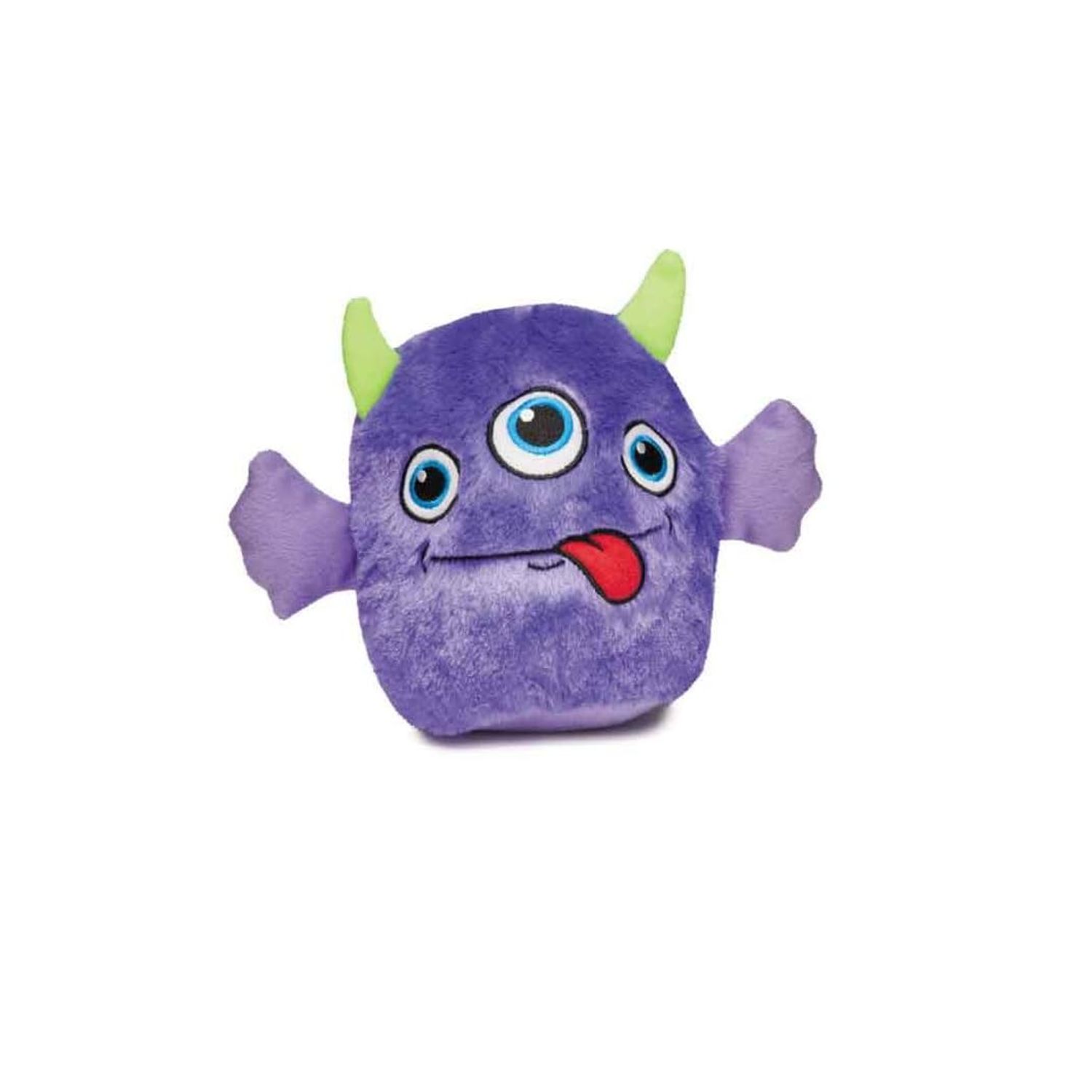 PUREPET Rock Monster 7" Dog Toys Soft Ball Shape Plush Squeaker Silly Faces 7" Choose Color or Set (Purple)