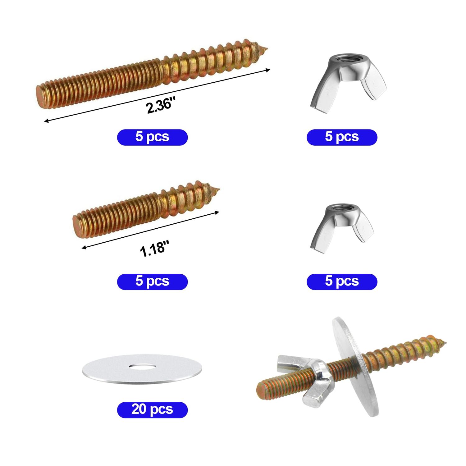 10 Pack Screw and Nuts for Building Bird Perch Stand, Hamster Platform, Chinchilla Wooden House, Small Animal Playground-Connecting and Fixing to Pet Cage