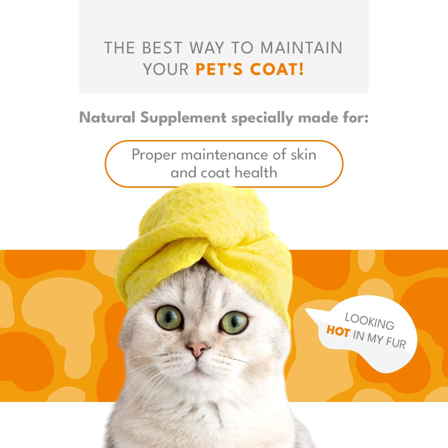 Natural Pet by FNL BIOFUR: Omega 3 Supplement for Cats & Dogs - Puppy Essentials & Dog Allergy Relief - Vitamins, Minerals for Feline & Canine Skin, Coat Health, Nutrition, Well-Being, Orange