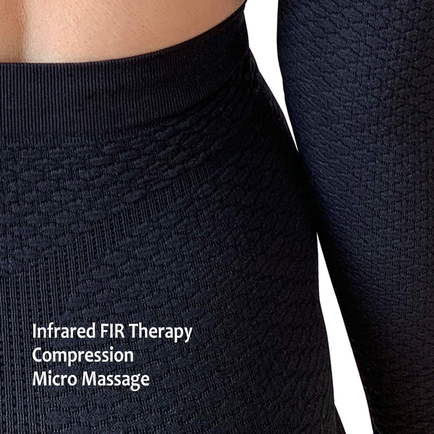 Bioflect® Capri Compression Leggings with Bioceramic Fibers and Micro-Massage Knit- for Support and Comfort - Black S/M