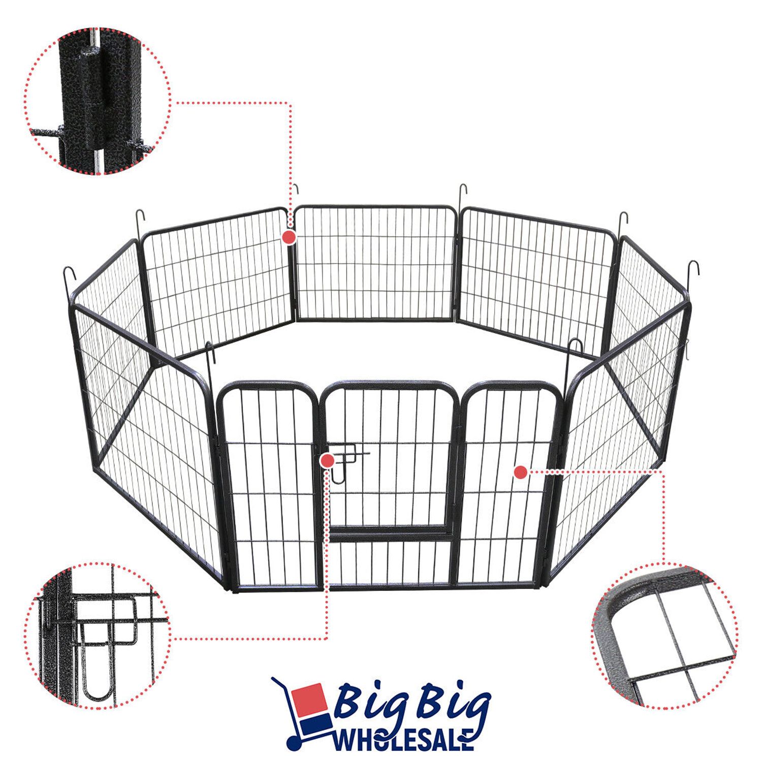 24 Inch 8 Panels Tall Cat Dog Playpen Large Crate Fence Pet Kennel Exercise Cage