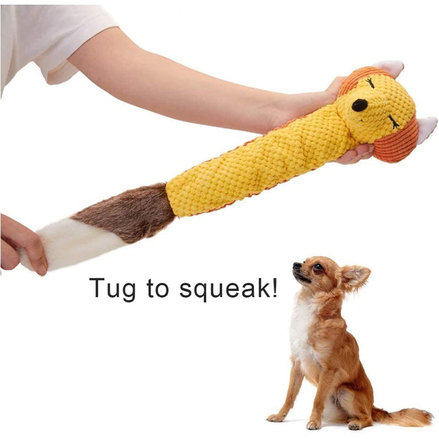 ONTWOPETS Dog Toy Plush Durable Small Dog Toys Low Stuffing Interactive Dog Plush Toys W/Squeaker Puppy Chew Toys Reduces Boredom (Medium, Fox)