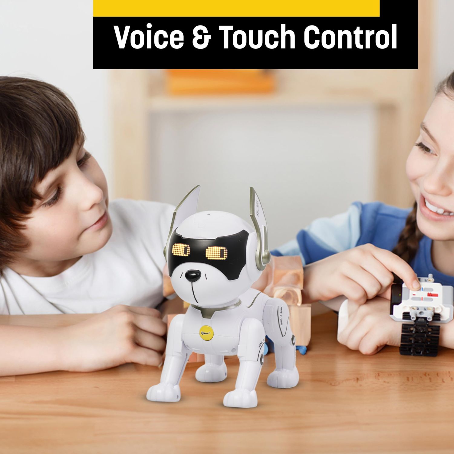 Top Race Robot Dog - Remote Controlled Interactive Robot Dog Toy - RC Dog Toy with Gesture Mode and Adventure Mode, Programming Treats, Rechargeable - Robot Pet Dog for Kids - White