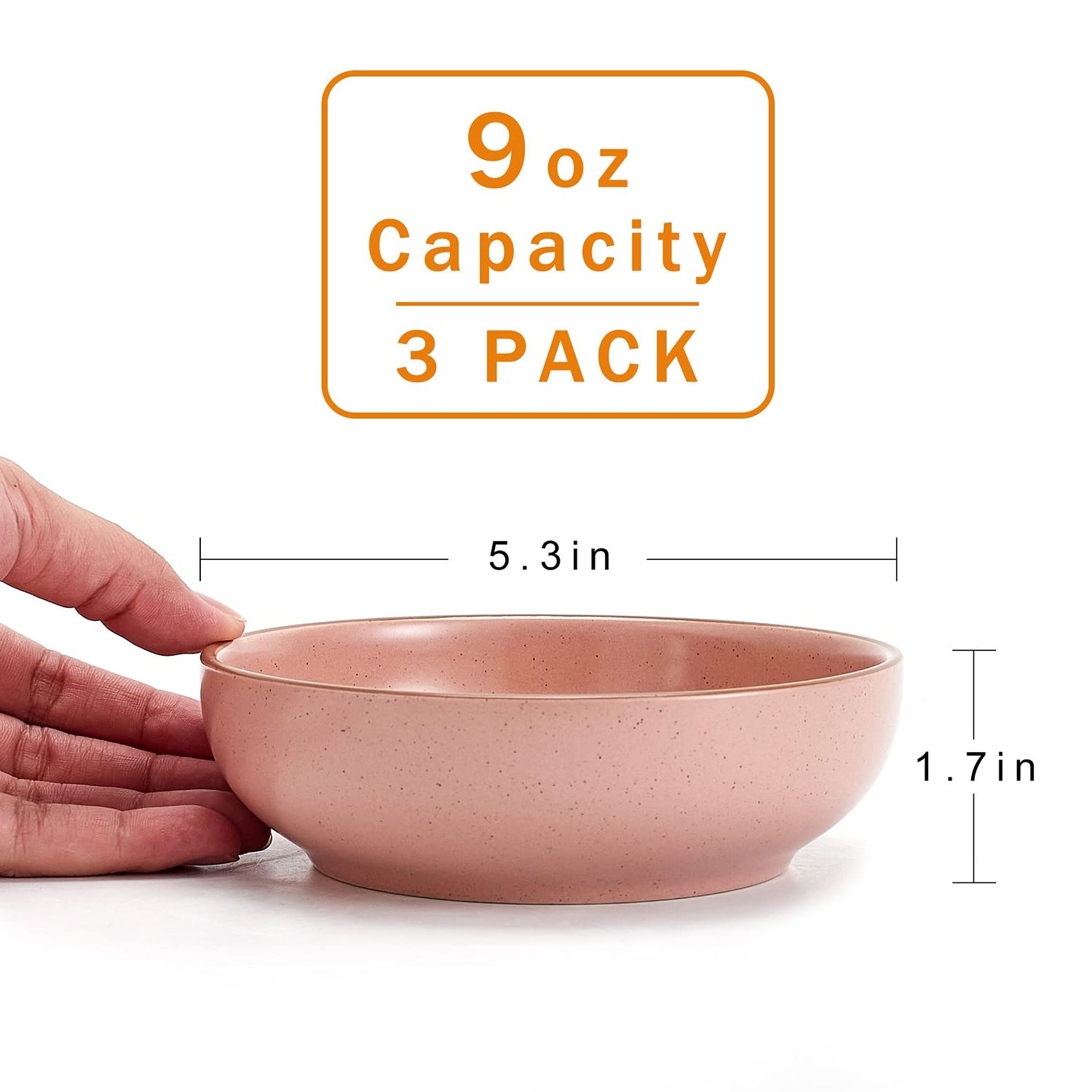 Ceramic Cat Bowls, Howise Pet Bowl Cat Dishes for Food and Water, 5.19 in Cat Food Bowl 3 Pack Pet Dishes for Cats Puppy, Matte Pink Finish