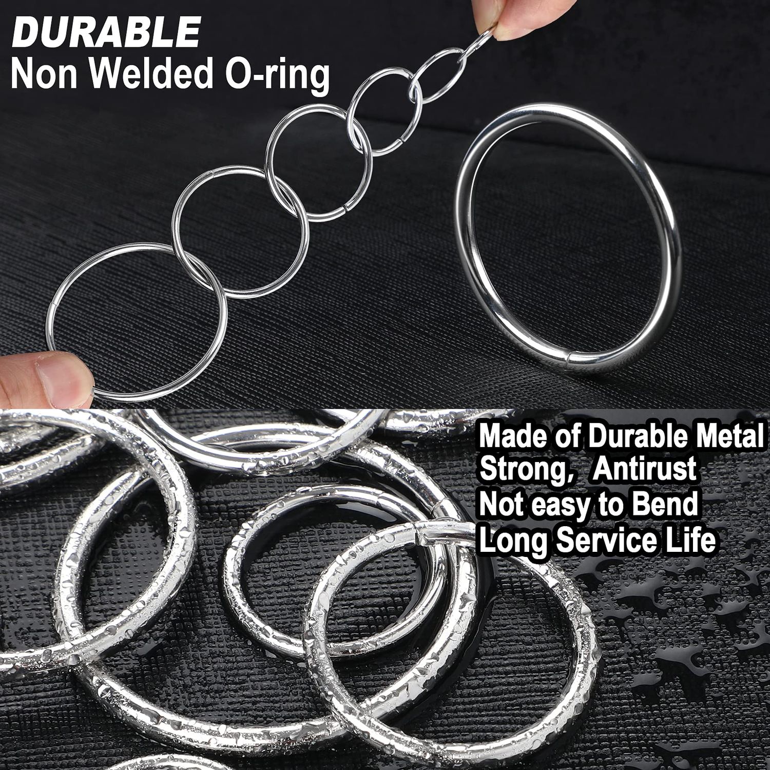 PETKNOWS 90Pcs 6 Sizes Silver Metal O Rings Multi-Purpose Heavy Duty Round Ring for Hardware Bags Belts Dog Leashes Hanging Basket DIY Craft Supplies, 15mm, 20mm, 25mm, 32mm, 38mm, 50mm