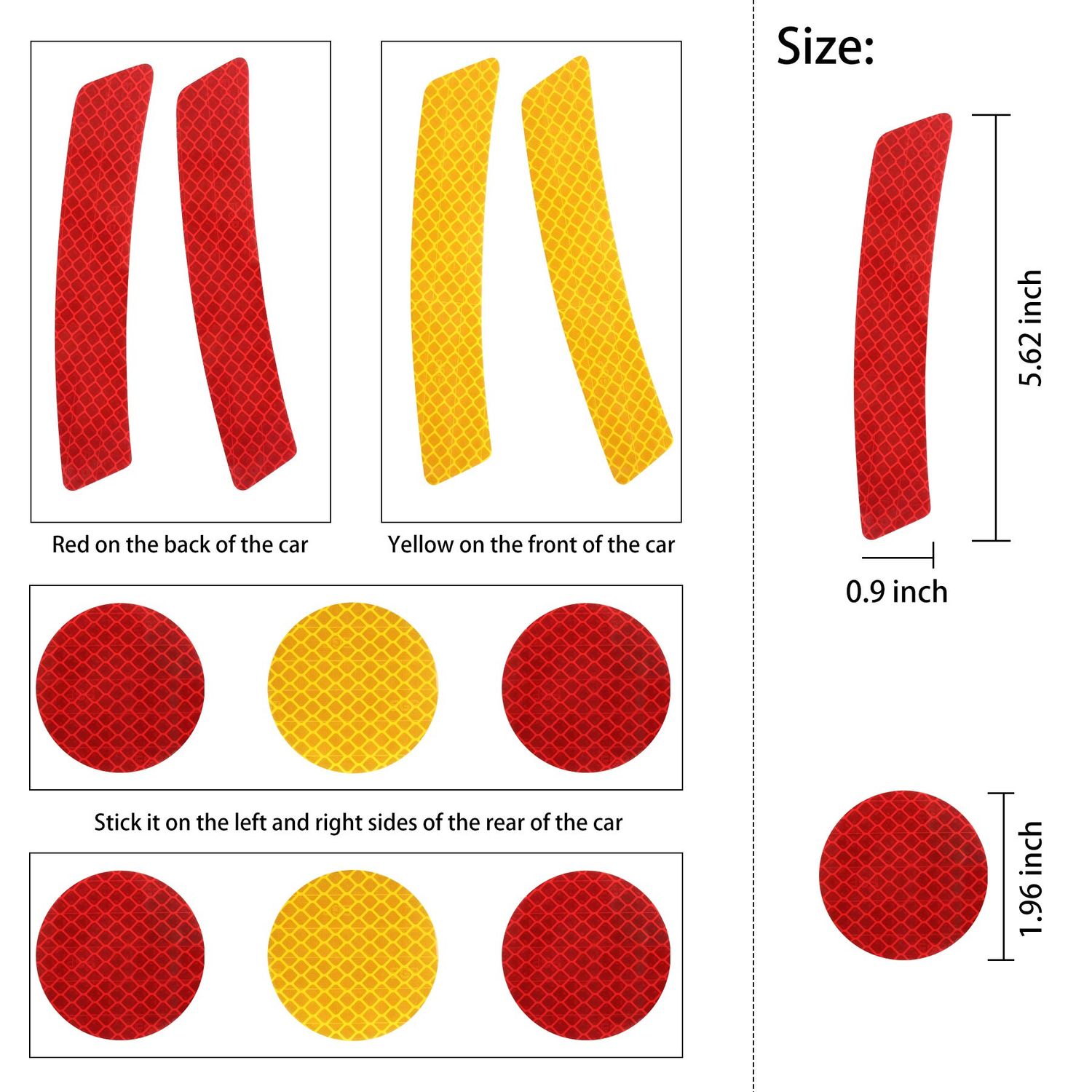 10L0L Golf Cart Reflective Stickers (Dots) Reflex Reflector Strips for Yamaha EzGo Club Car