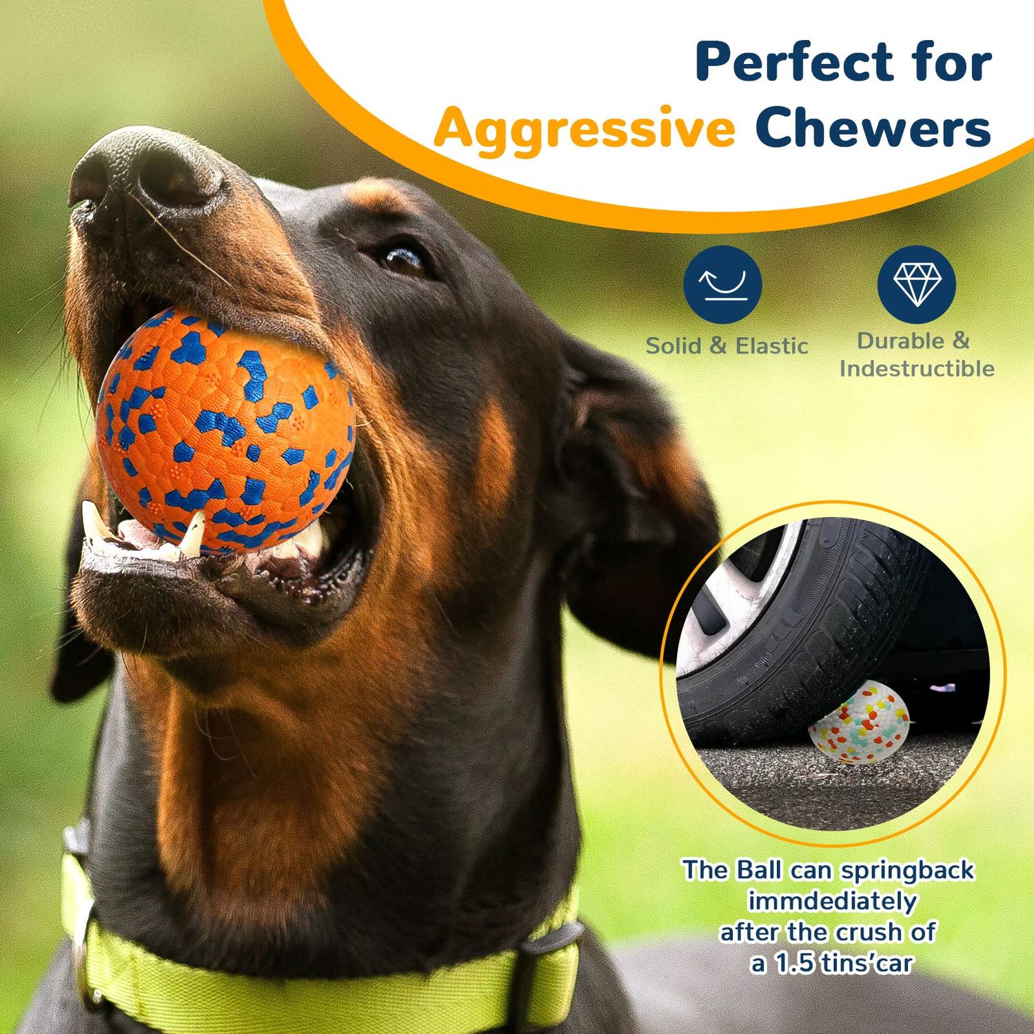 Petcare 2 Pack Dog Toy Balls Upgraded Indestructible Dog Tennis Ball Aggressive Chewers Dog Toys for Medium Large Dogs Interactive Durable Bouncy Dog Chew Balls Water Toy Fetch Balls Rottweiler