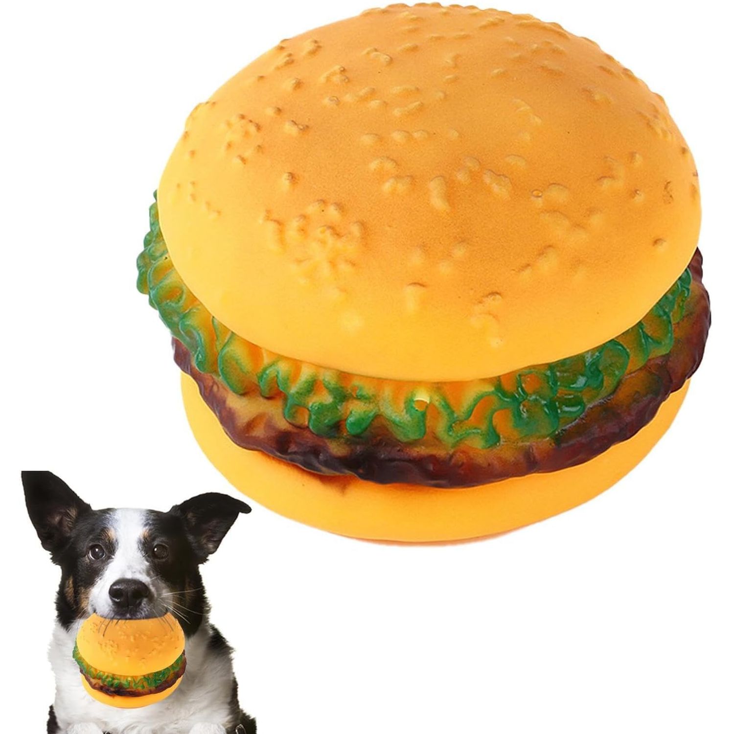 Galepromot 2 Pcs Bite-Resistant Dog Toys Squeaky Chewing Toys Tooth Cleaning Dog Supplies, Golden Retriever Teddy Pets, etc, Dog Training, Sofa Damage Prevention, Hamburger Pet Toys, Dog Squeak Toys