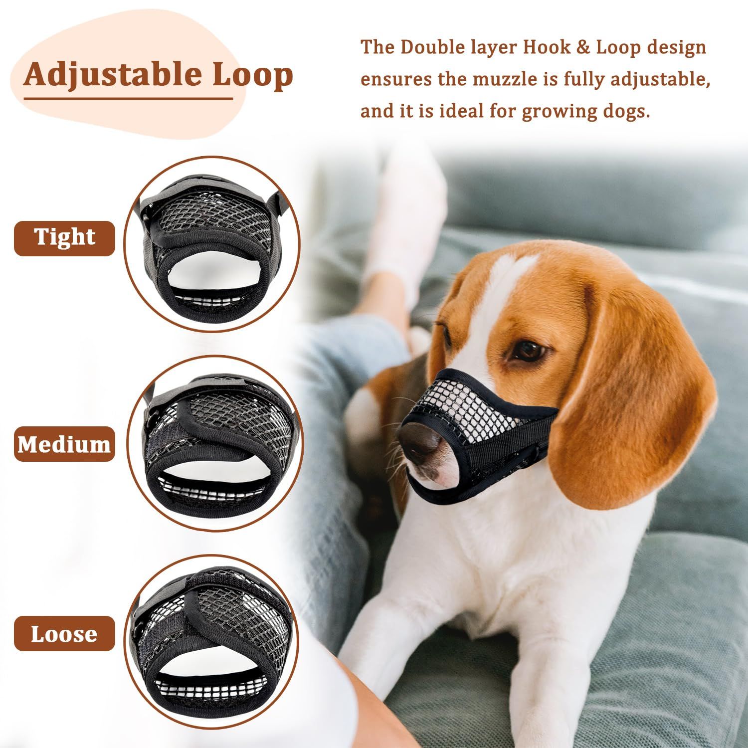 Dog Muzzle, Breathable Mesh Muzzles for Small Medium Large Dogs, Chihuahua Muzzle for Biting and Chewing, Adjustable Puppy Muzzle for Jack Russell Terrier, Dachshund, Beagle, Golden Retriever