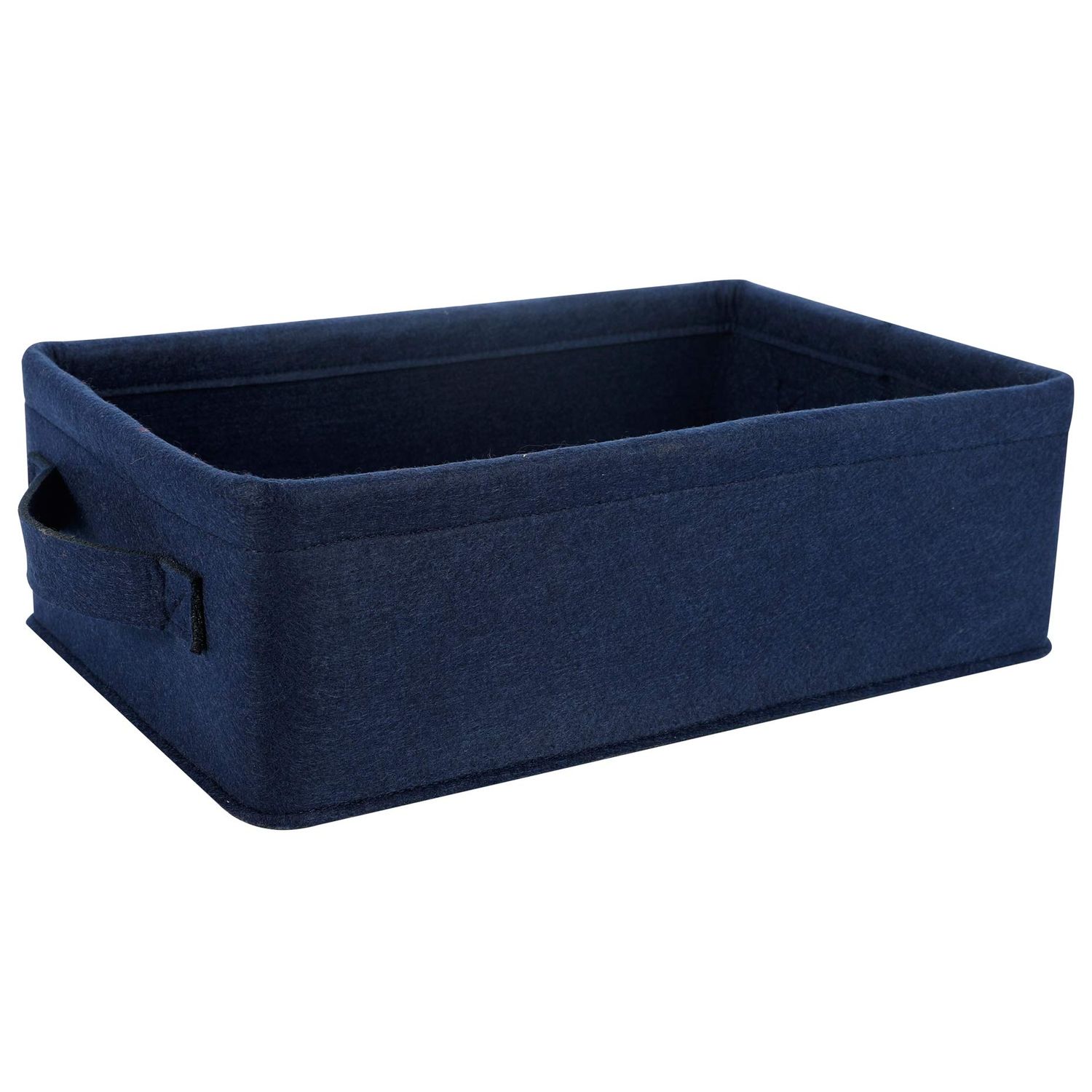 KWLET Small Storage Baskets Shelf Storage Baskets Navy Blue Fabric Storage Basket Bin Narrow Storage Basket for Towels Dog Cat Toys Clothes Hats Belts Dippers Baby Toys Storage Basket Little
