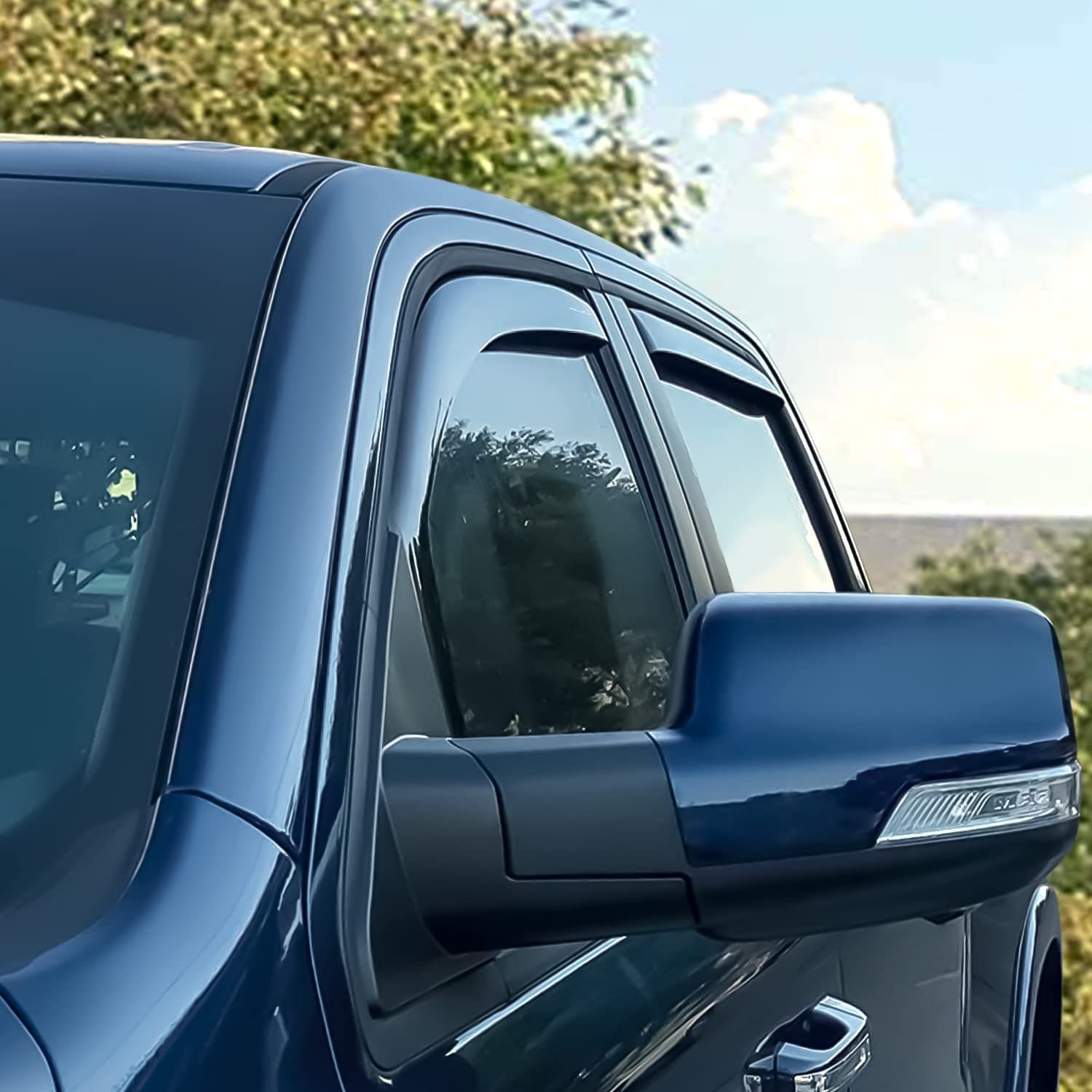 Goodyear Shatterproof in-Channel Window Deflectors for Trucks Dodge RAM 1500 2019-2024 Crew Cab, Rain Guards, Window Visors for Cars, Vent Deflector, Truck Accessories, 4 pcs- GY003413LP