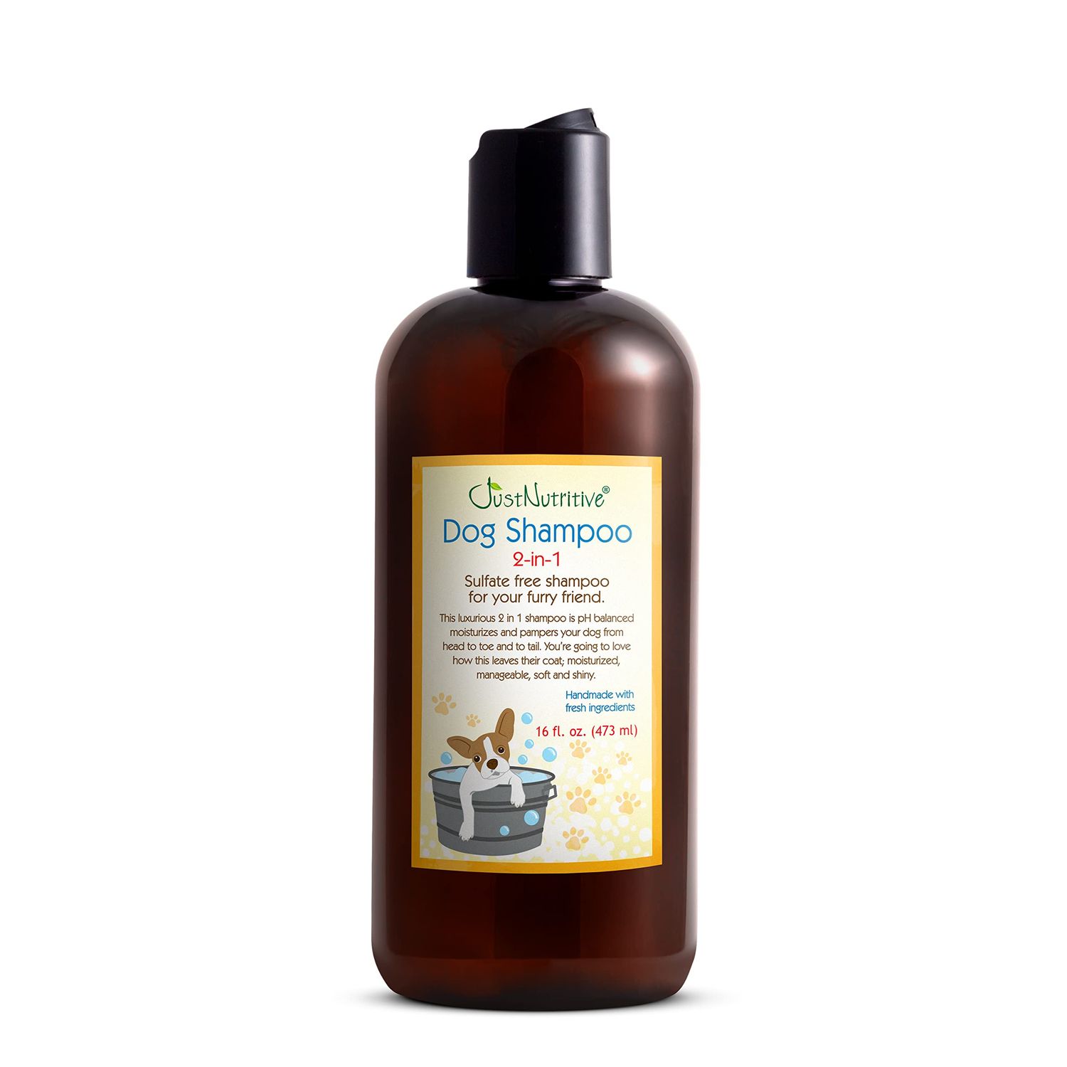 Dog Shampoo 2-in-1 | All Natural Dog Shampoo and Conditioner | for All Fur & Skin Types | Cleans, Conditions, & Detangles for The Healthy Fur | Just Nutritive | 16 Fl Oz