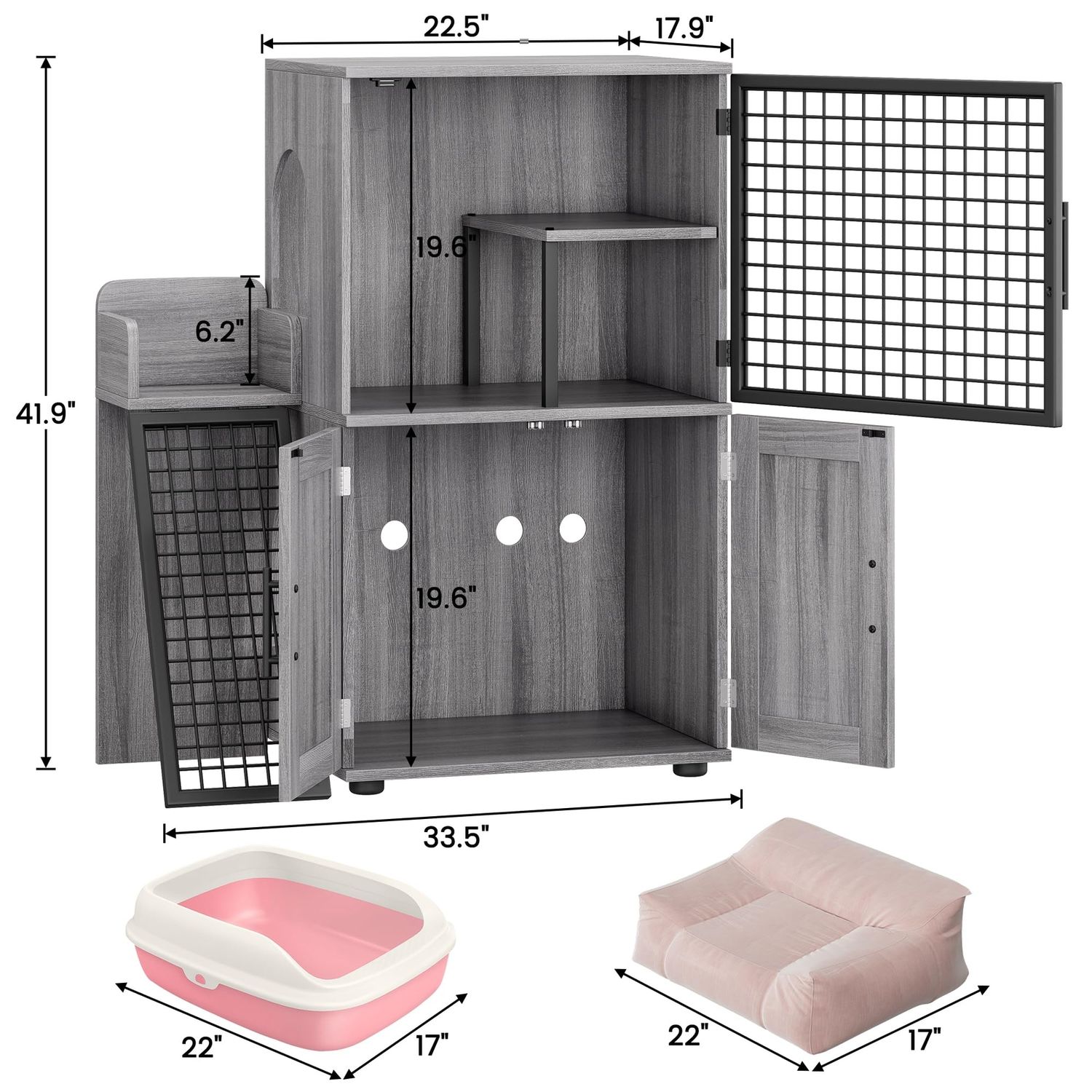 Cat Litter Box Enclosure w/Platform ,Indoor Cat Litter Box Cat House Furniture