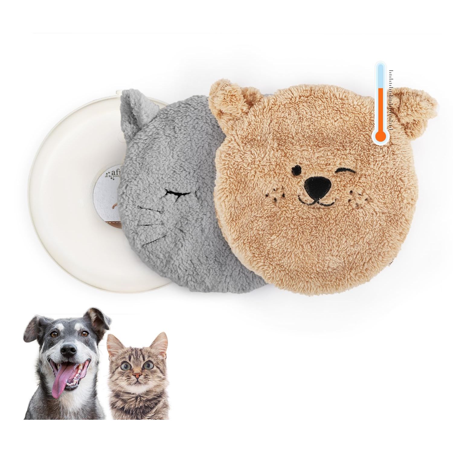 ALL FOR PAWS Heated Cat Bed Indoor, Microwavable Heating Pads for Cats, Puppies & Small Pets, Non-Electric Heating Dog Bed with 2 Cozy Covers, Safe & Long-Lasting Warmth