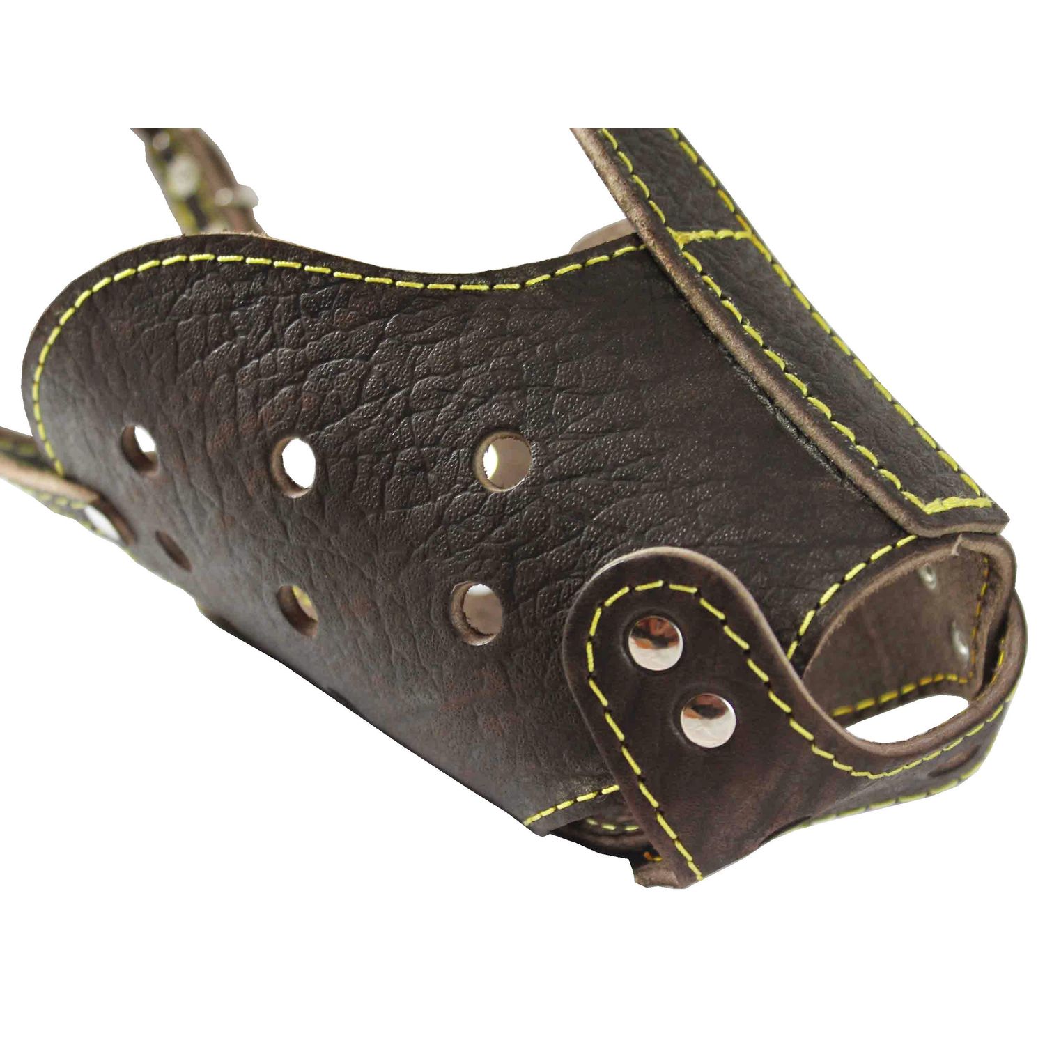 Real Leather Cage Basket Secure Dog Muzzle Brown - German Shepherd, (Circumference 13.7", Snout Length 4.7")