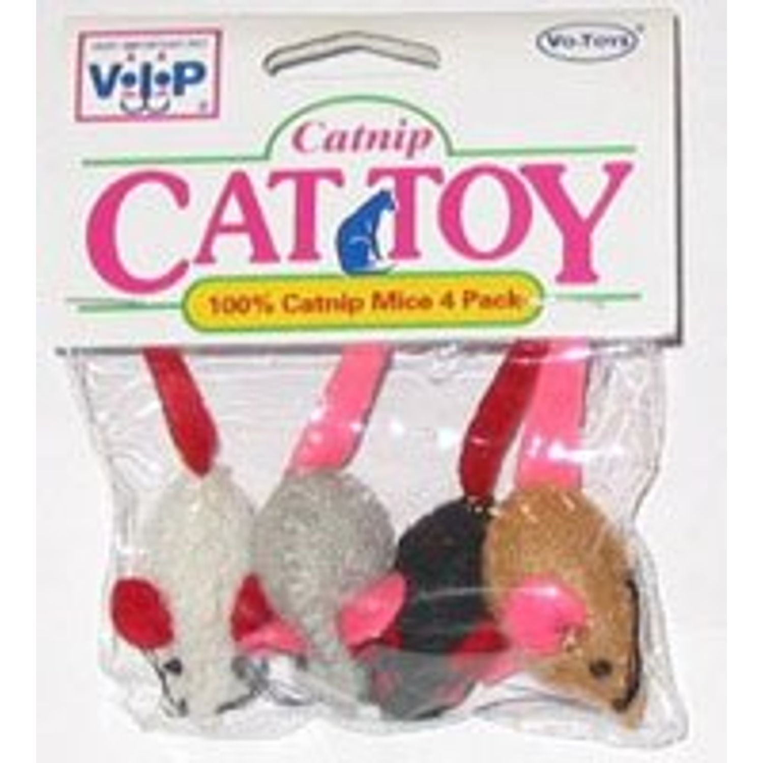 Vo-Toy Mini 100% Catnip Mice Cat Toy 4 Count