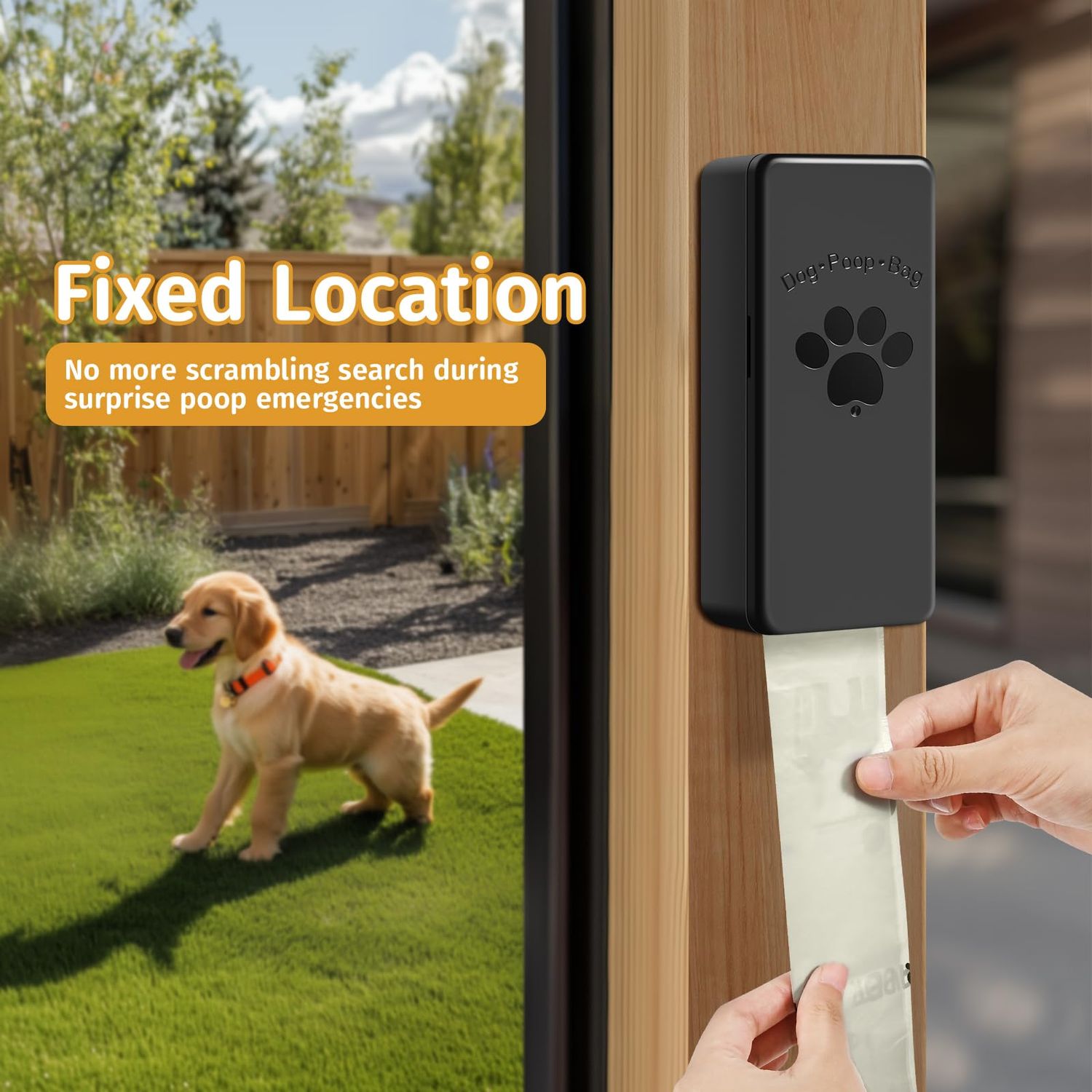 qeerable Dog Poop Bag Dispenser, Wall-Mounted Dog Bag dispenser Outdoor or Indoor for Doggy and Pets, Black Dog Poop Bag Holder for Yard and Park, Included 4 Rolls (60 Bags)