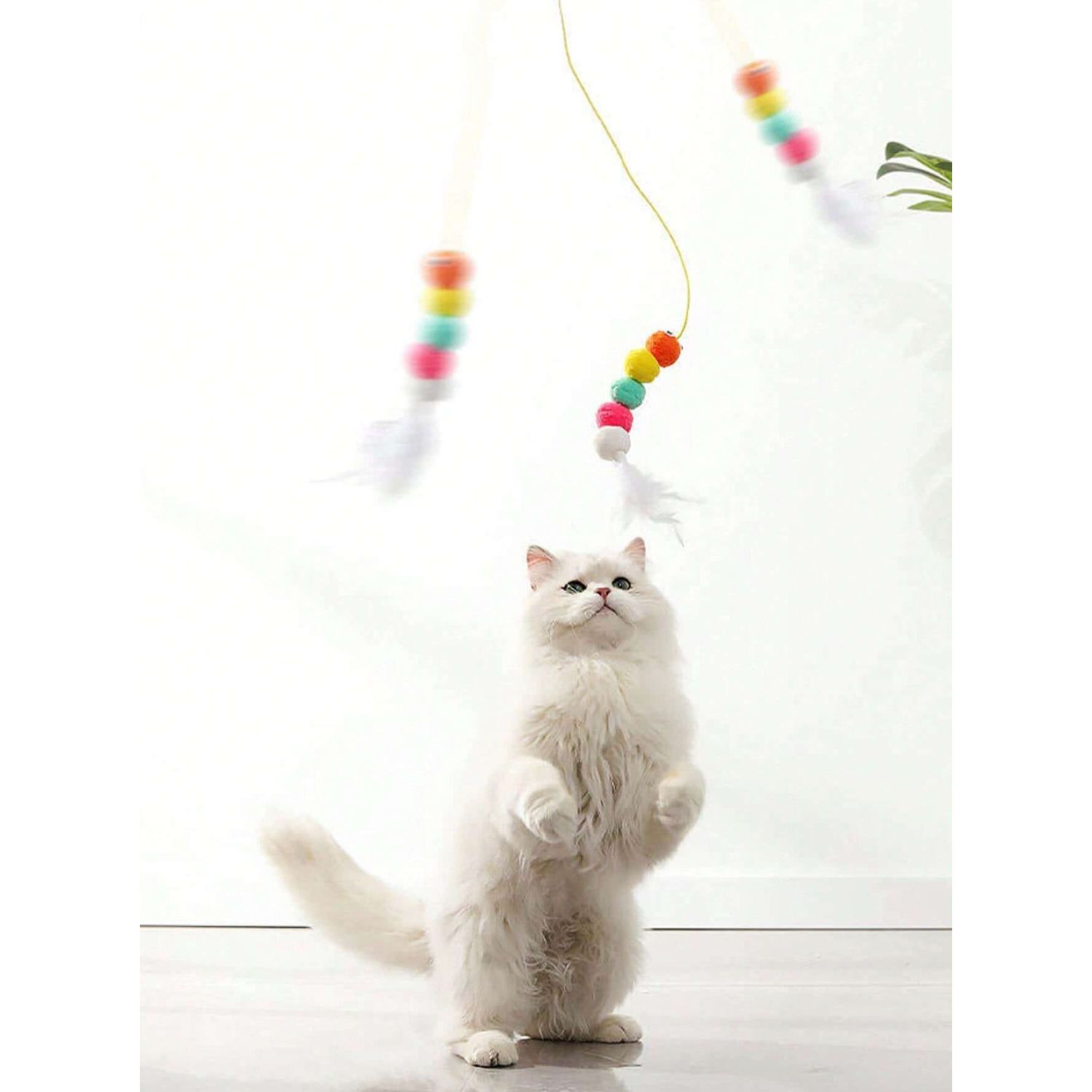 1pc Pet Cat Teaser Wand With Feathers & Fun Kitten Toy