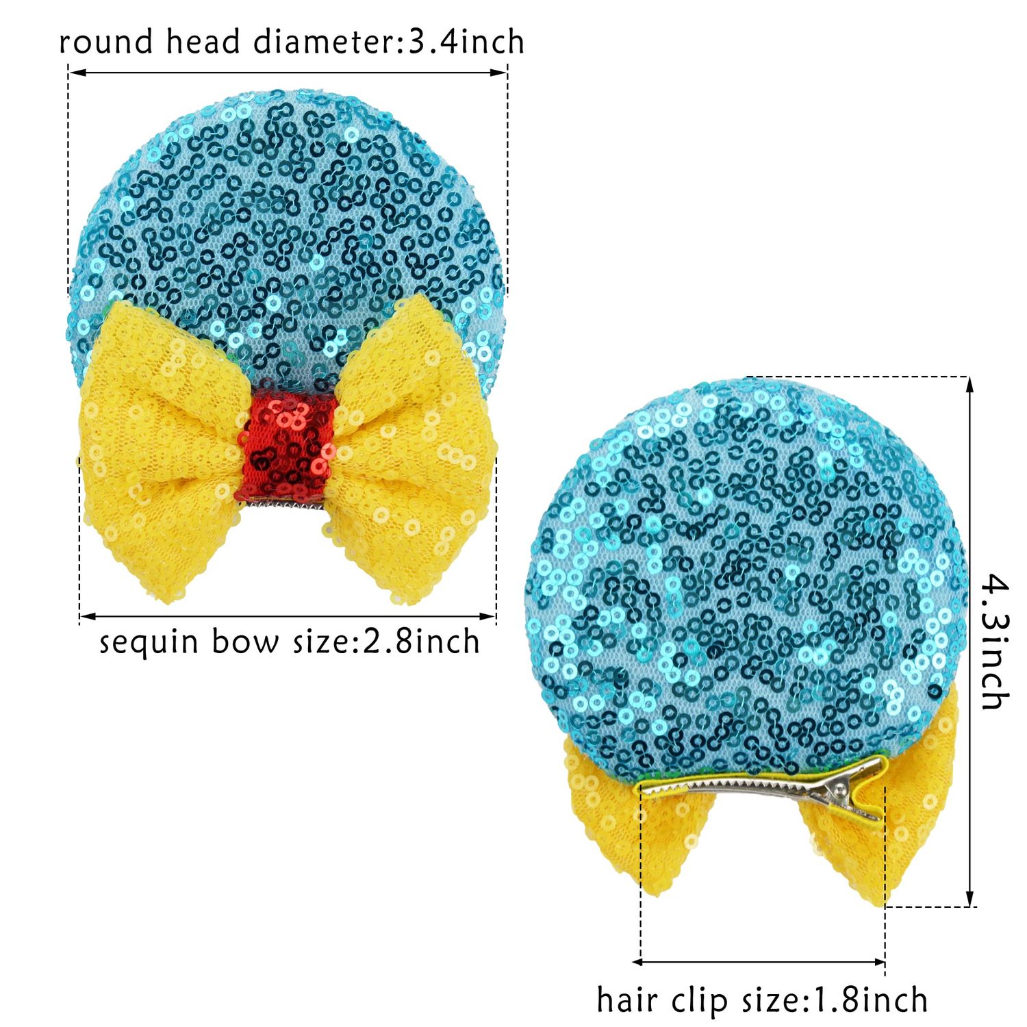 8PCS Sequin Mouse Mickey Ears Hair Clips Glitter Hair Bows Cute Miniie Mice Ears Clips Barrettes for Women Girls Hair Accessories for Costume Party Favor Halloween Christmas Decoration