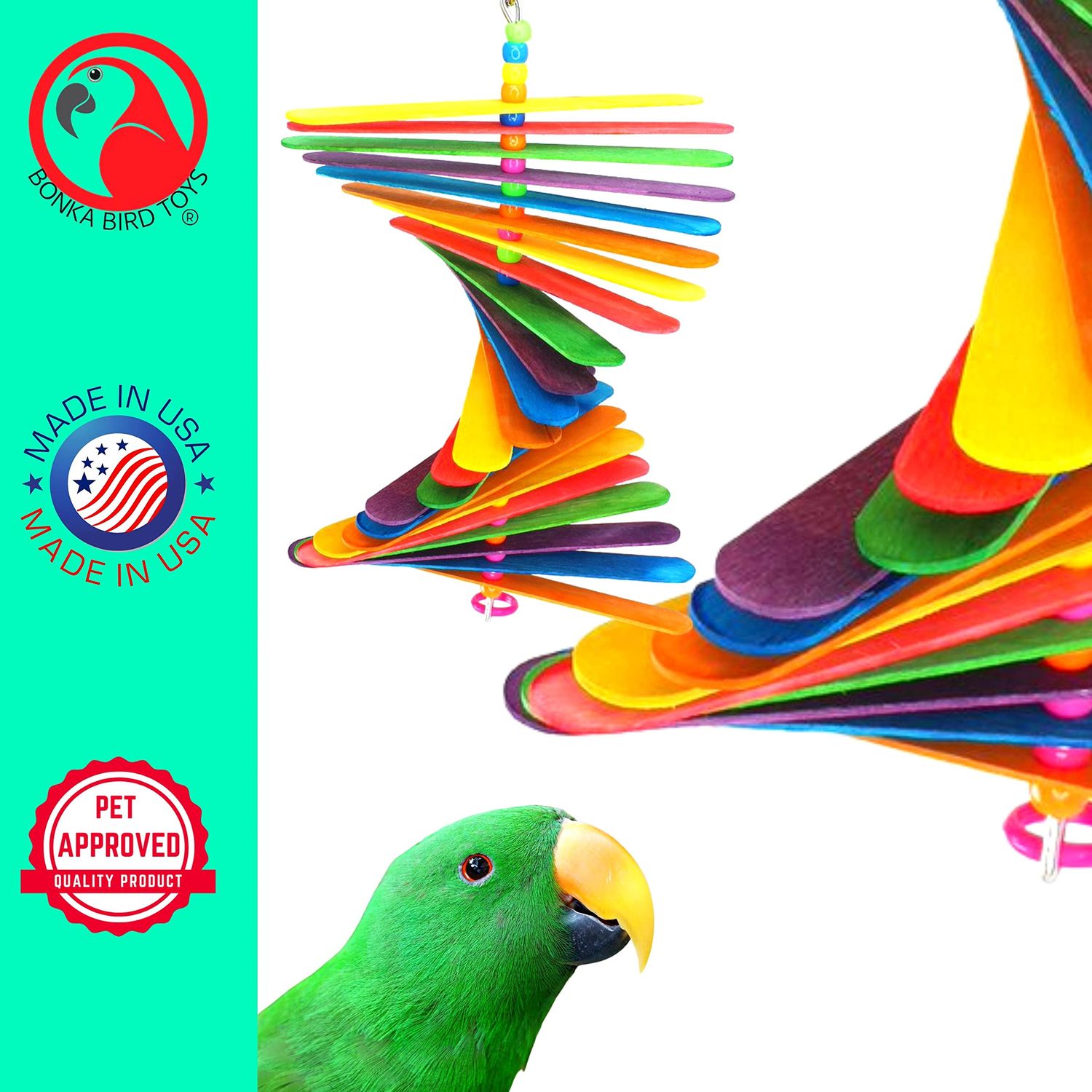 Bonka Bird Toys 867 Big Stick 9.50" x 6", Medium Parrot Chew Cage Toy, Conure, Quaker, Pionus, and Similar