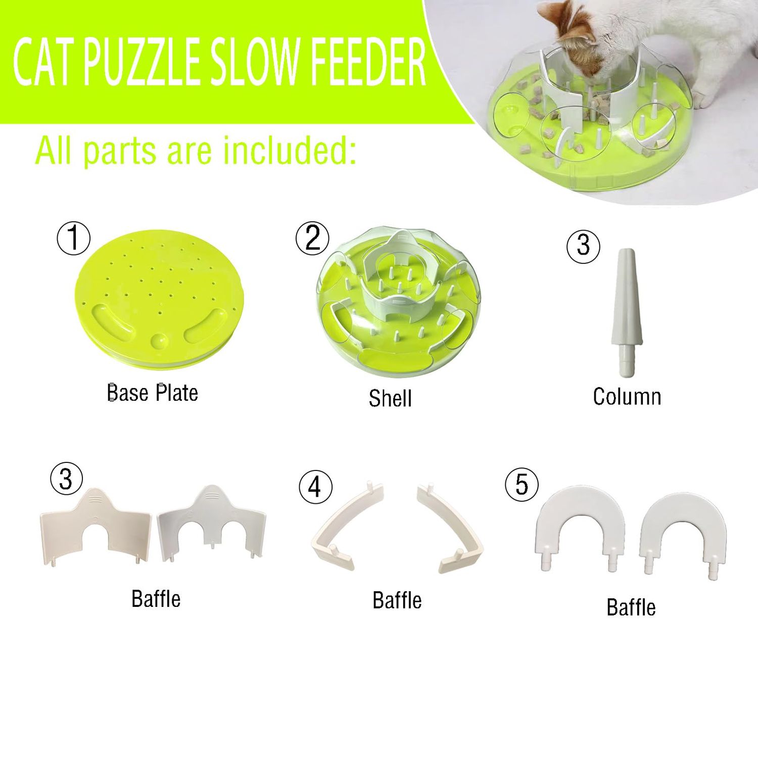 GDSanlian-Interactive Cat Toy Puzzle Box - Cat Puzzle Feeder - Cat Slow Feeding Treatment Dispenser - Cat Puzzle Box - Puzzle Maze Toy - Indoor Rich Cat Toys (Green)