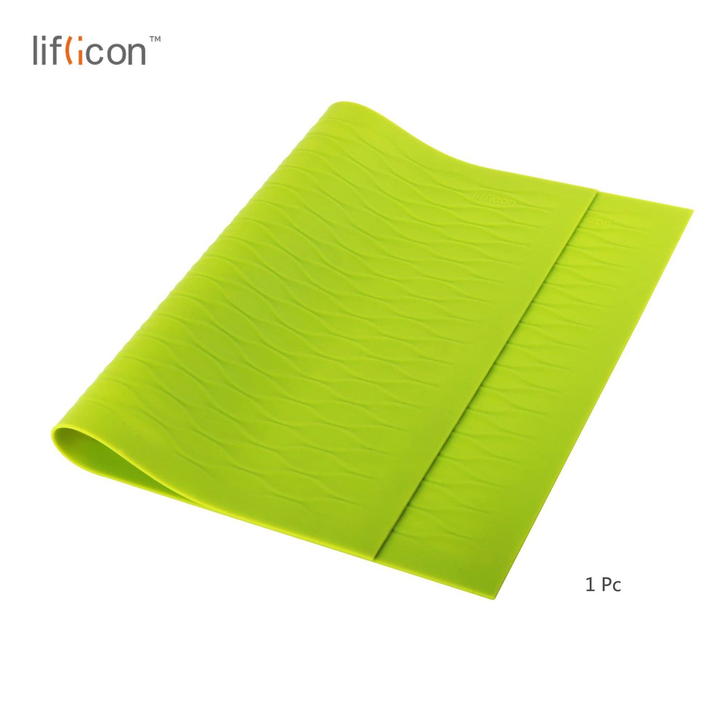 liflicon Silicone Place Mat for Dining Table Reusable Kids Place Mat Hot Pads Pot Holders Spoon Rest Baking Mat Pet Food Mat Non-Slip Trivet Mat Size 17.72''11.81''-Green