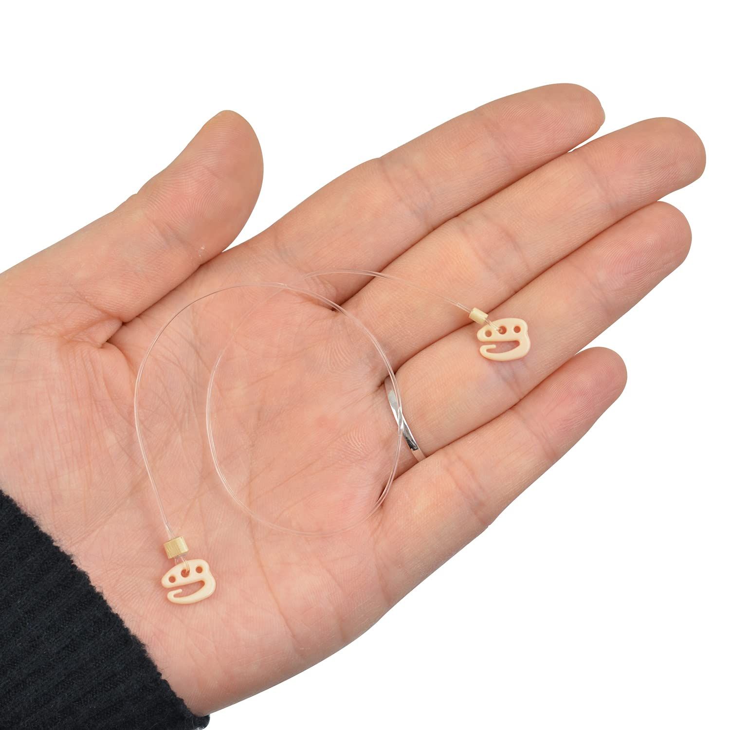3 Pcs Invisible Elastic Wire Fishing Line with 4 Pcs Stickable Wig Clips for Hair Extensions (Blonde)