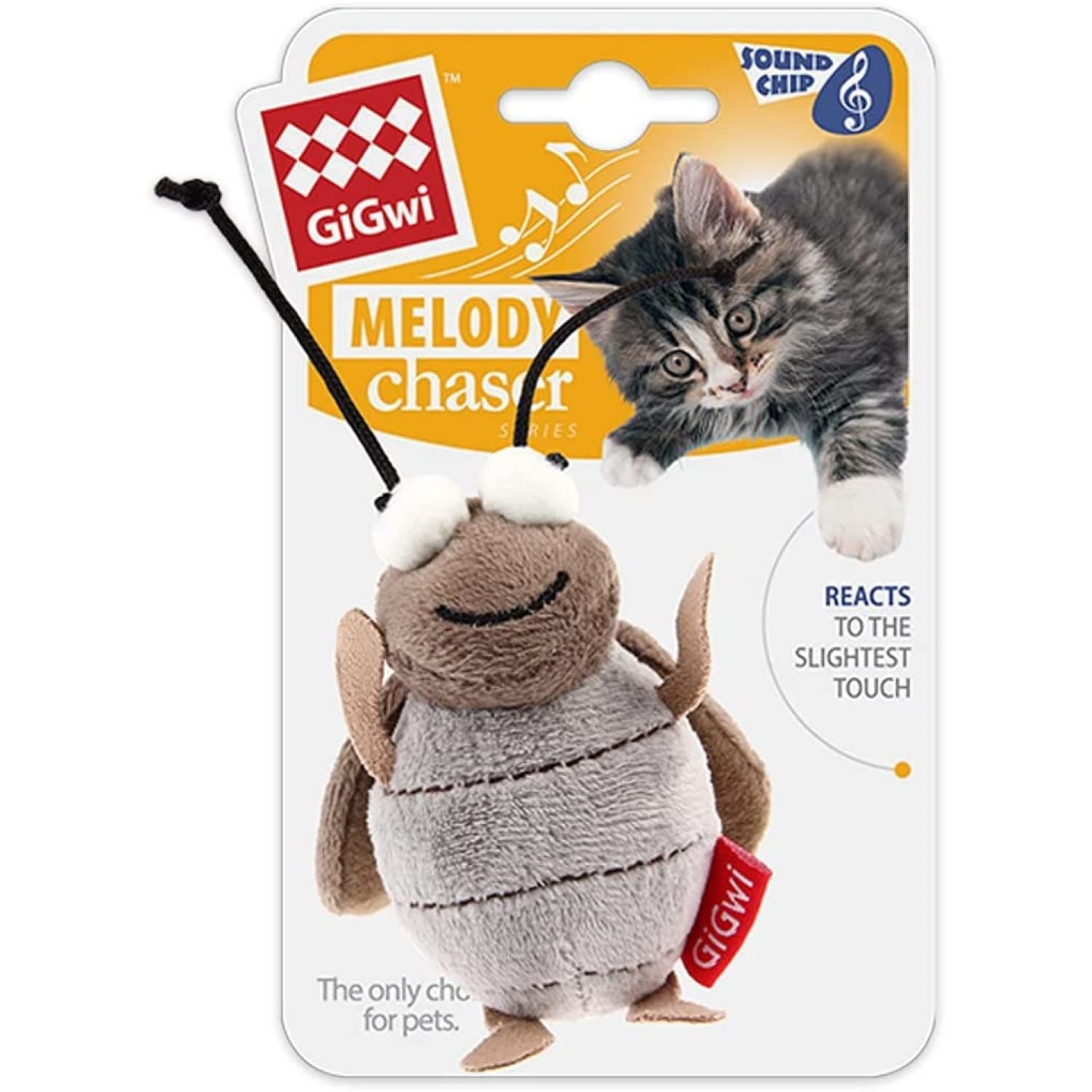 Gigwi Interactive Cricket Cat Toy, Automatic Cricket Squeaky Cat Toys, Play and Squeak Electronic Cricket Toy for Cats Kitten Indoor