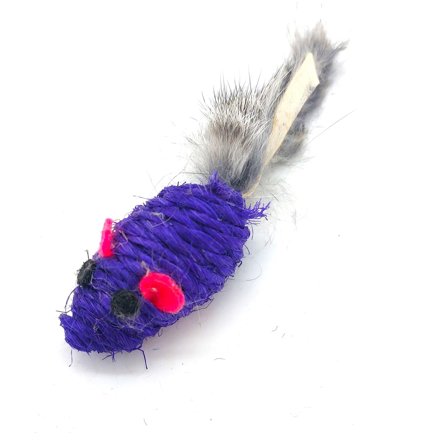 Kats'N Us Sisal Mouse Cat Toy Rabbit Fur Tail - 3 pk