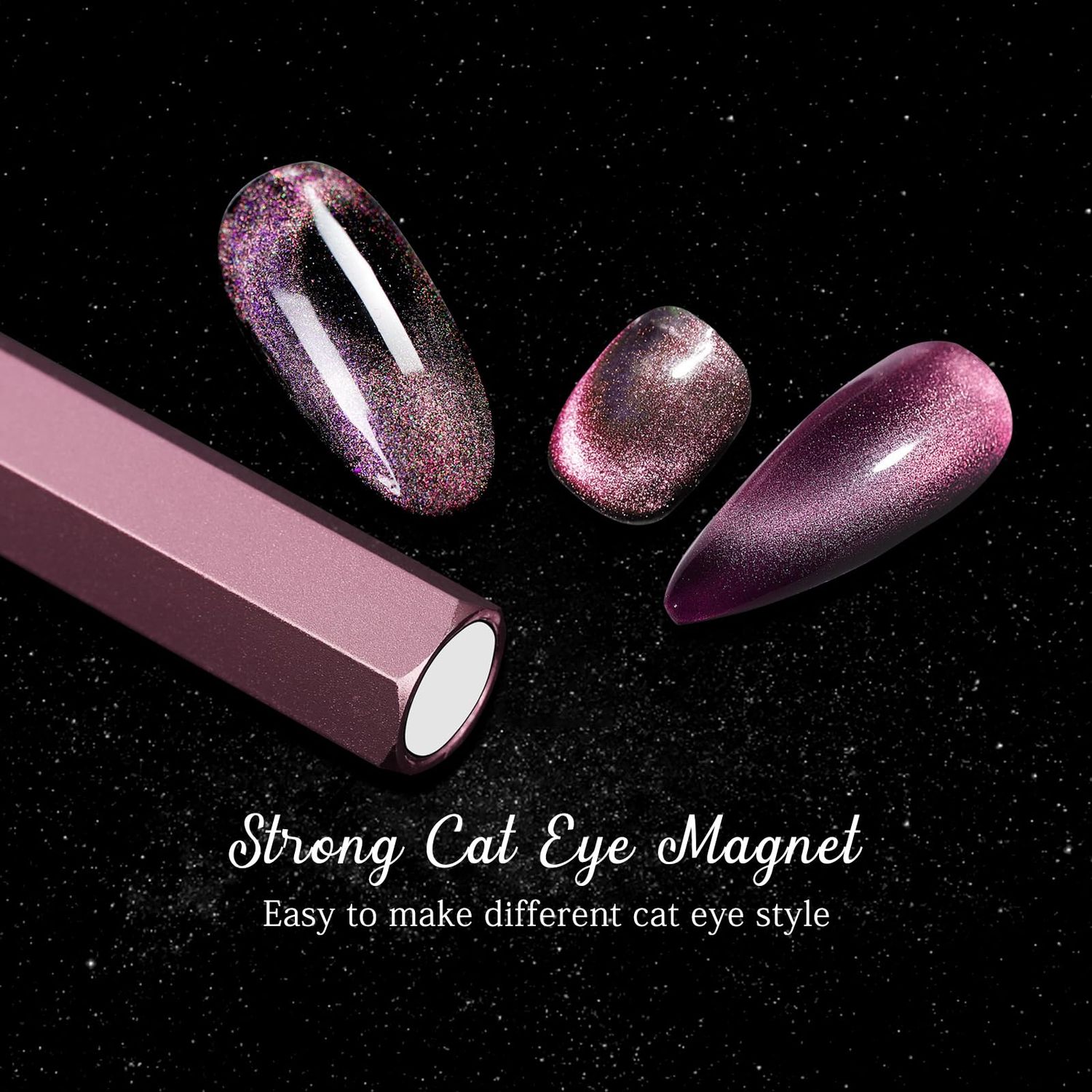C12rtive Cat Eye Magnet Tool,Professional Double-Ended Hexagon Strong Nail Magnet Stick for Cat Eye Gel Nail Polish,suitable for personal DIY, nail studio or nail salon(Pink)