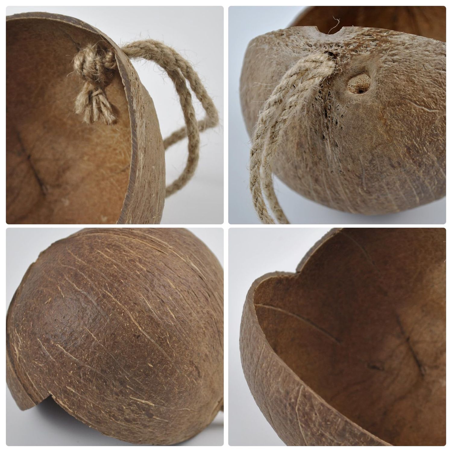 MUYG Natural Coconut Bird Nest,Hanging Coco Birds House Habitats Decor,Parrots Coconut Shell Nest Hideout with Grinding Beak Toys,Bird Cage Accessories Coconut for Canary Lovebird Cockatiel