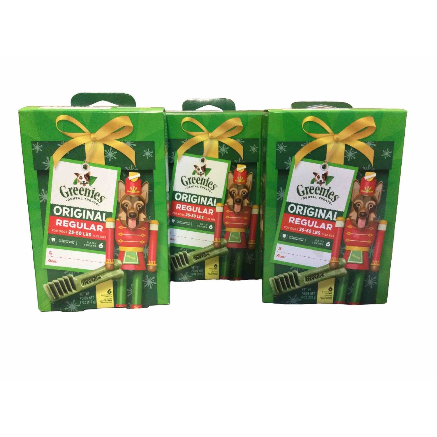 3 Pack Greenies Original Regular Dental Care Dog Treats, 6 oz. Pack (18 Treats)