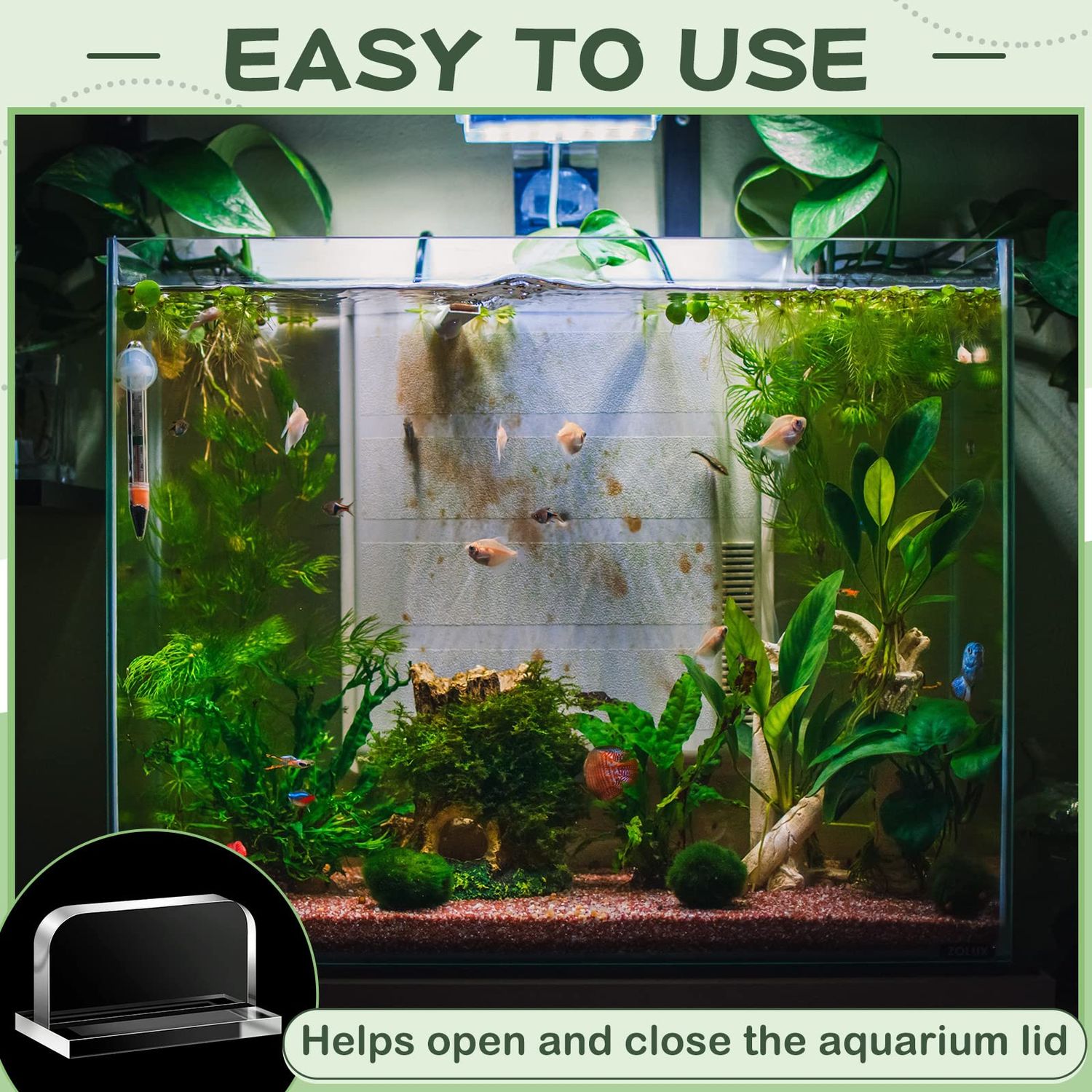 Qunclay 4 Pcs Aquarium Lid Handles Acrylic Clear Fish Tank Cover Handles Adhesive Tank Lid Replacement Handle for Aquarium Fish Tank Lid, 2.36 x 1.38 Inch