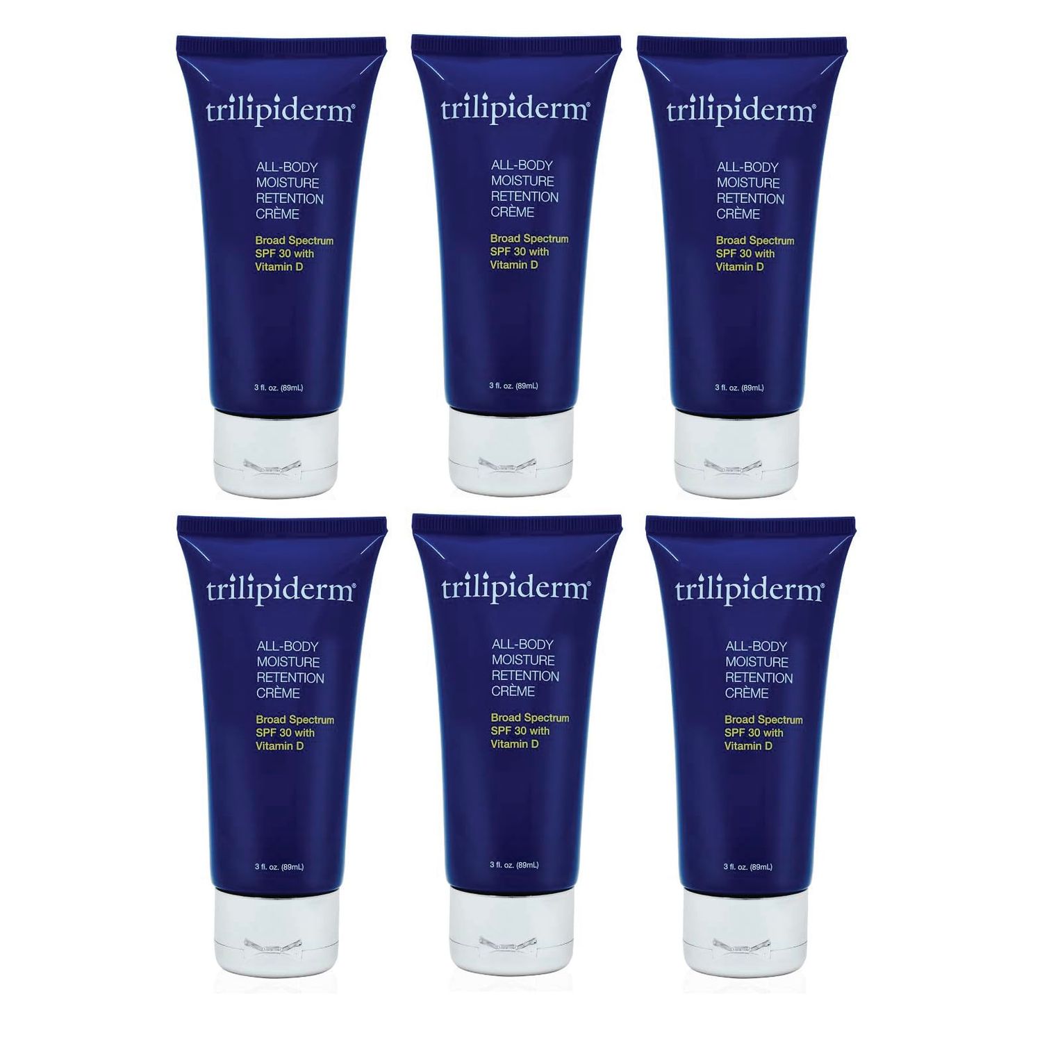 Trilipiderm 3 oz TSA Compliant Travel Size 6-pack Sets - Air Travel, Gift, Purses, Gym Bag - Lotion for Body, Face, Hand, and Foot (All-Body Moisturizer with SPF 30)