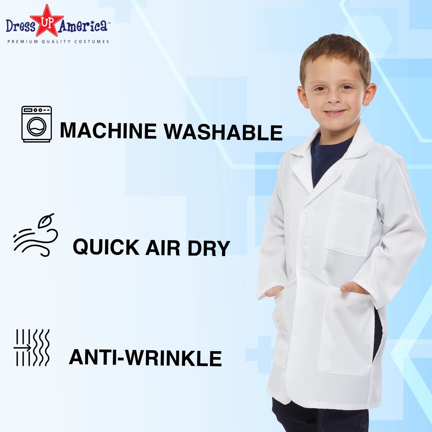 Dress Up America Lab Coat for Kids - Doctor's White Lab Coat Costume for Girls and Boys - 3/4 Length Lightweight Lab Coat (Toddler 2)