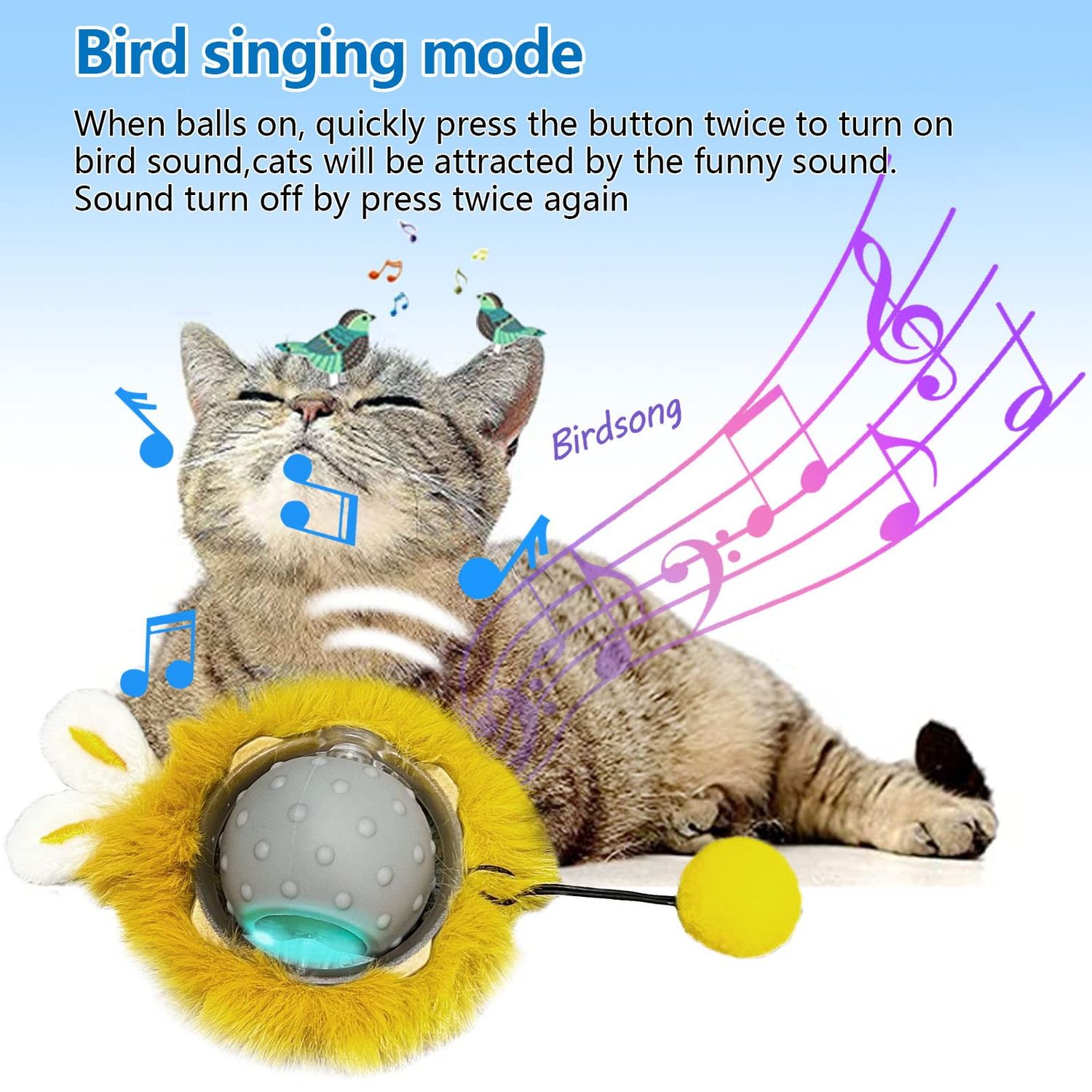 Sofolor Motion Activate Interactive Cat Toys - Automatic Moving Ball Toys for Indoor Cats, Self Rotating Ball with Lights, Electric Cat Mice Toys, USB Rechargeable, Auto On/Off