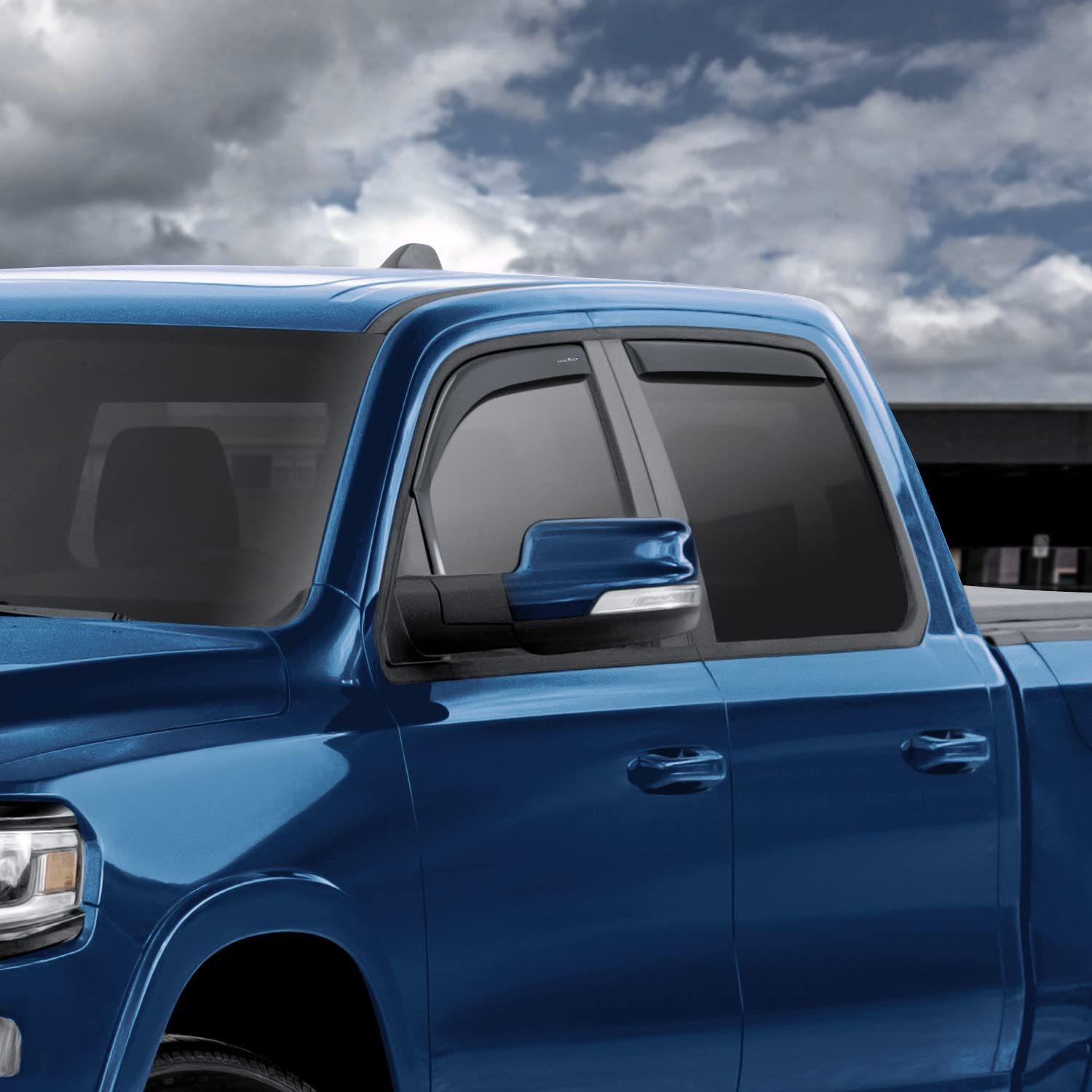 Goodyear Shatterproof in-Channel Window Deflectors for Trucks Dodge RAM 1500 2019-2024 Crew Cab, Rain Guards, Window Visors for Cars, Vent Deflector, Truck Accessories, 4 pcs- GY003413LP