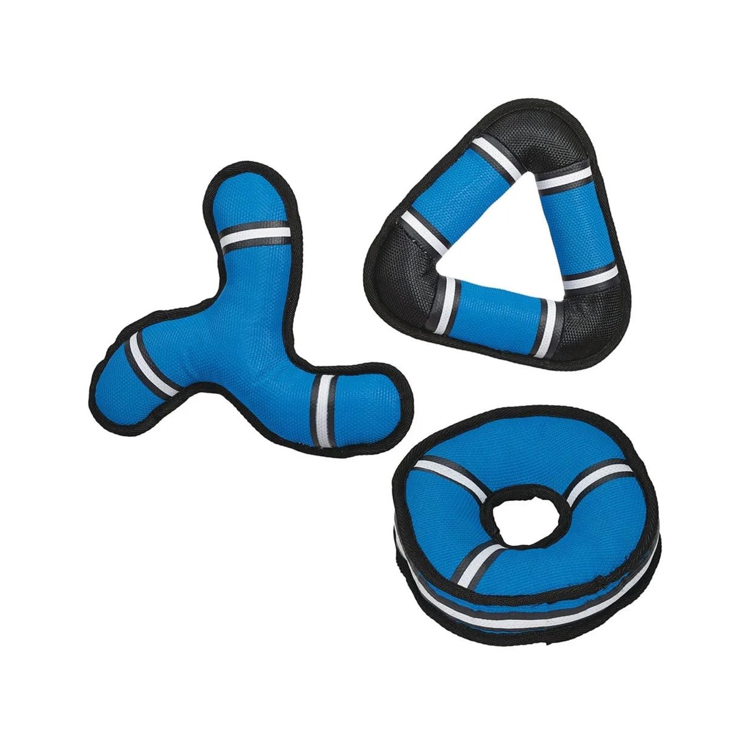 MPP Big Dog Toys! Tough-structable Canvas Toss Play for Aggressive Persistent Chewers (10.5 Boomerang Toss), Blue