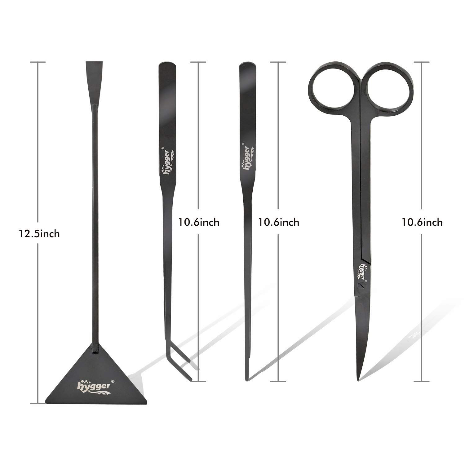 hygger Long Stainless Steel Premium Aquarium Tools, 4 PCS Aquatic Plant Tweezers Scissors Spatula Kits Comes with 1 Cleaning Cloth, for Fish Tank Starters