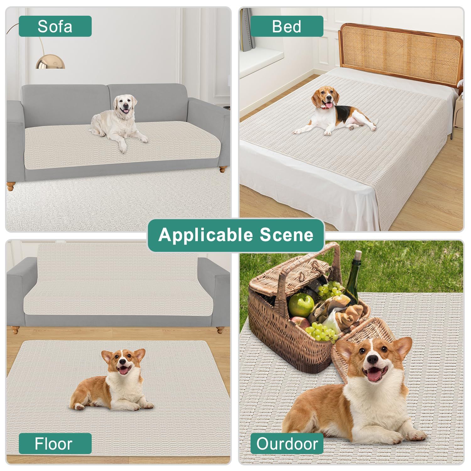 Foxdecor Couch Cover Sofa Covers Washable, Dog Bed Cover Couch Covers for 3 Cushion Couch Sofa Pet Friendly, Dog Couch Cover Furniture Covers for Pets.(Cream 40x50 inch)