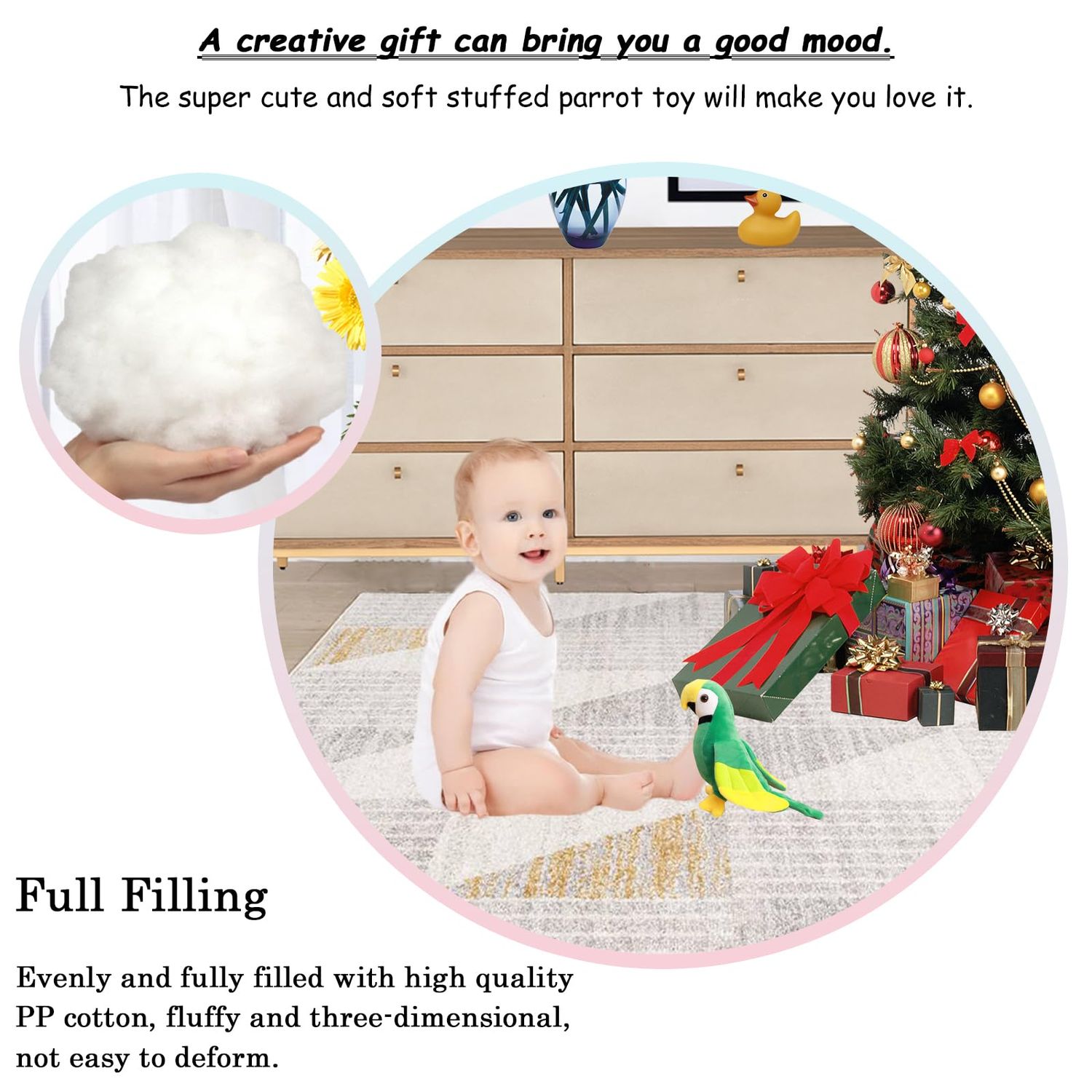 zhidiloveyou 7.9" Parrot Stuffed Animal Plush Cute Small Bird Toy Gifts for Girls Boys, Green