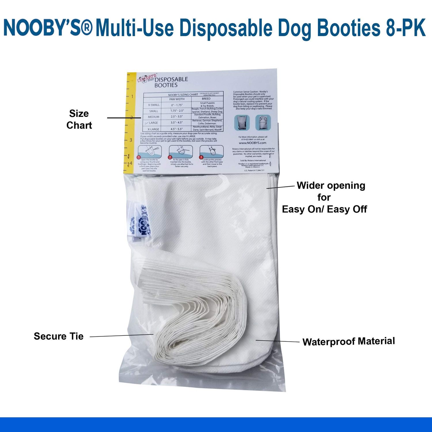 Wound Recovery Dog Boot 8-Pack by Nooby's, Protects Wounds, Bandages and medications Indoors and During Short Walks Outside. Medical Dog Booties for Maximum Wound Protection: (M 2.5" - 3.5" Width)
